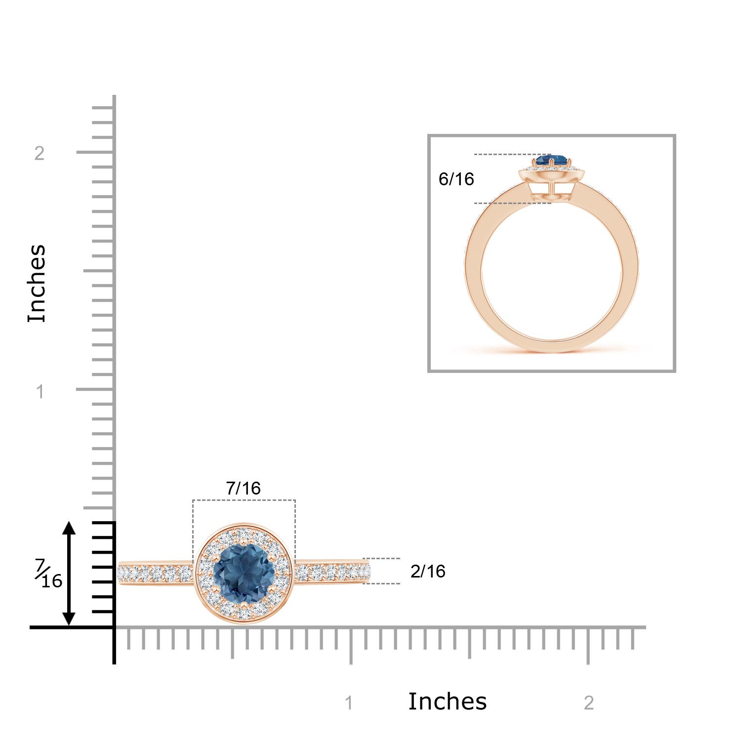 A - London Blue Topaz / 1.31 CT / 14 KT Rose Gold