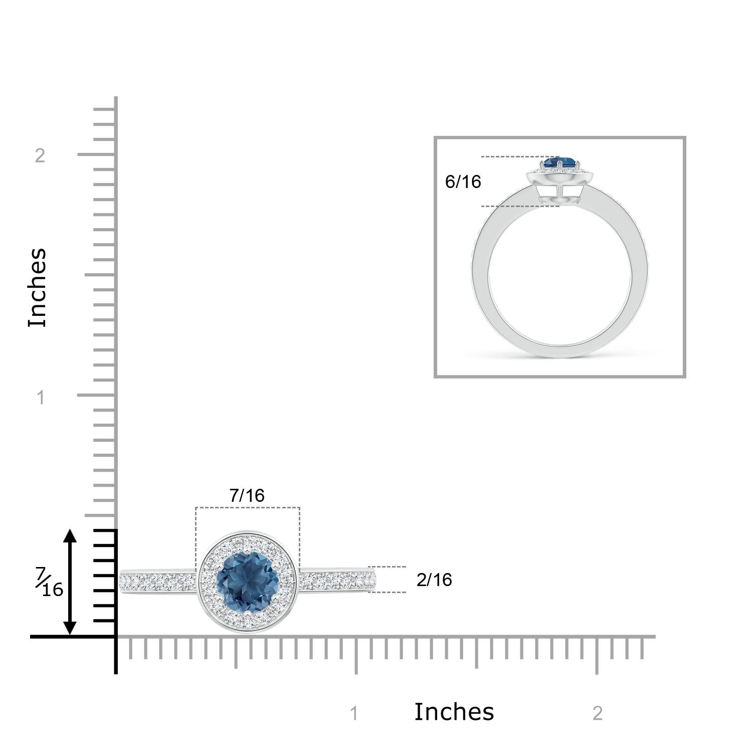 A - London Blue Topaz / 1.31 CT / 14 KT White Gold