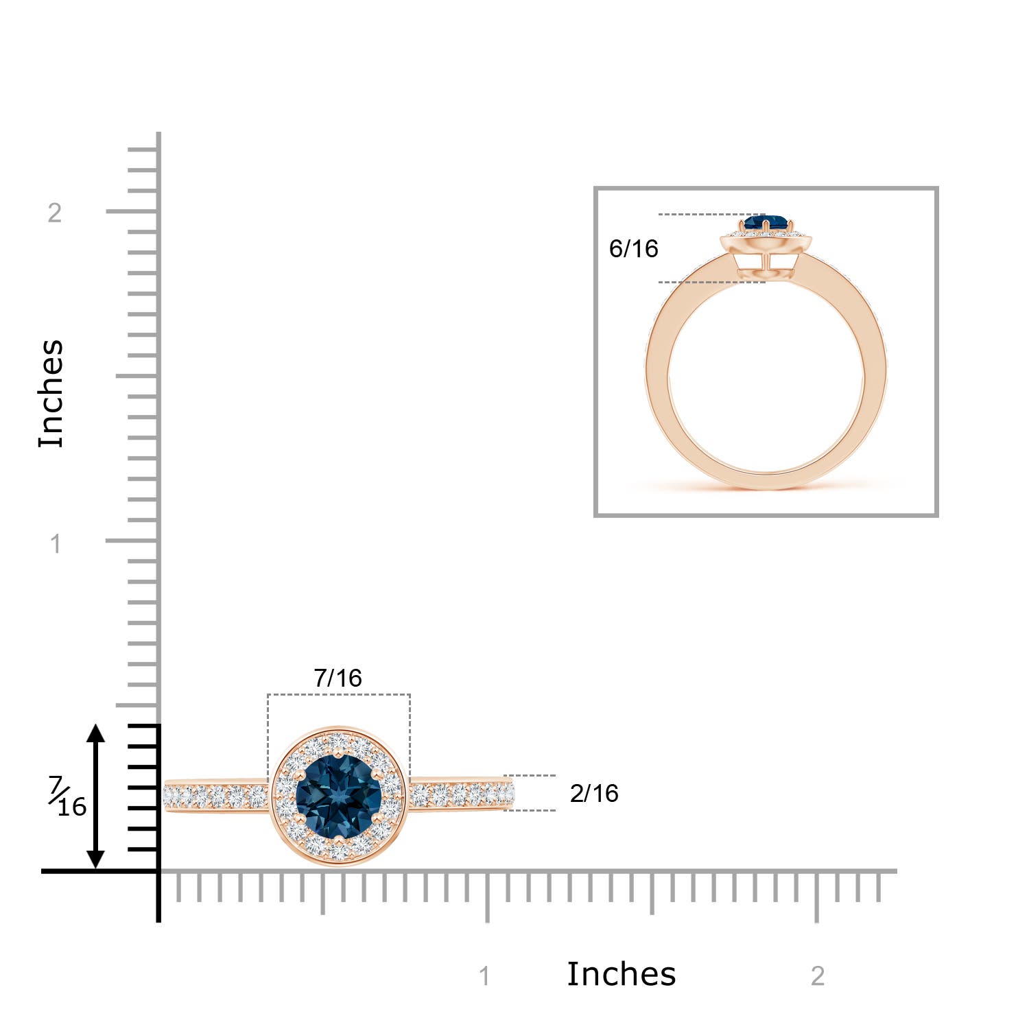 AAAA - London Blue Topaz / 1.31 CT / 14 KT Rose Gold