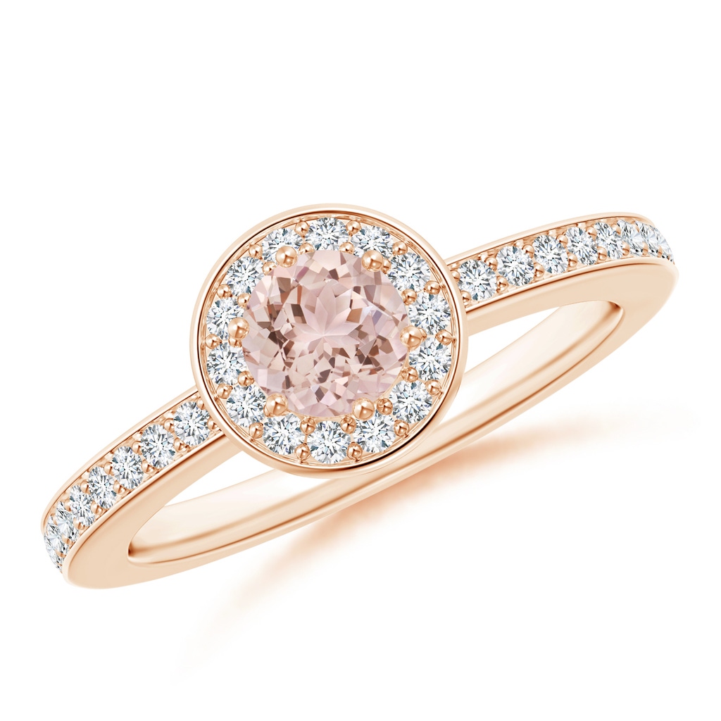 5mm AAA Morganite Halo Ring with Diamond Accents in Rose Gold