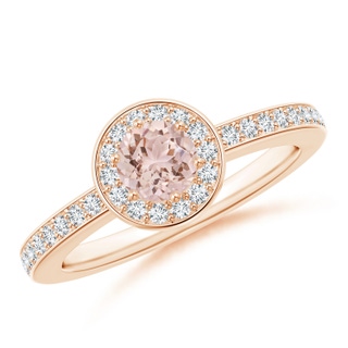 5mm AAA Morganite Halo Ring with Diamond Accents in Rose Gold