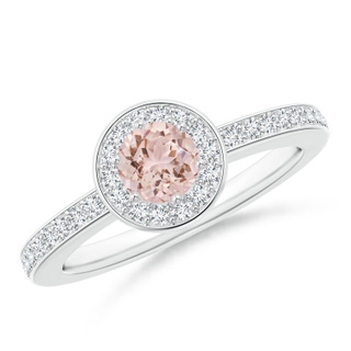 5mm AAA Morganite Halo Ring with Diamond Accents in White Gold