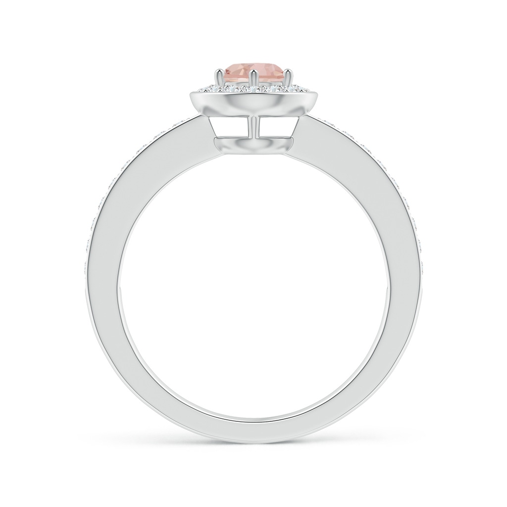 5mm AAAA Morganite Halo Ring with Diamond Accents in White Gold Side1
