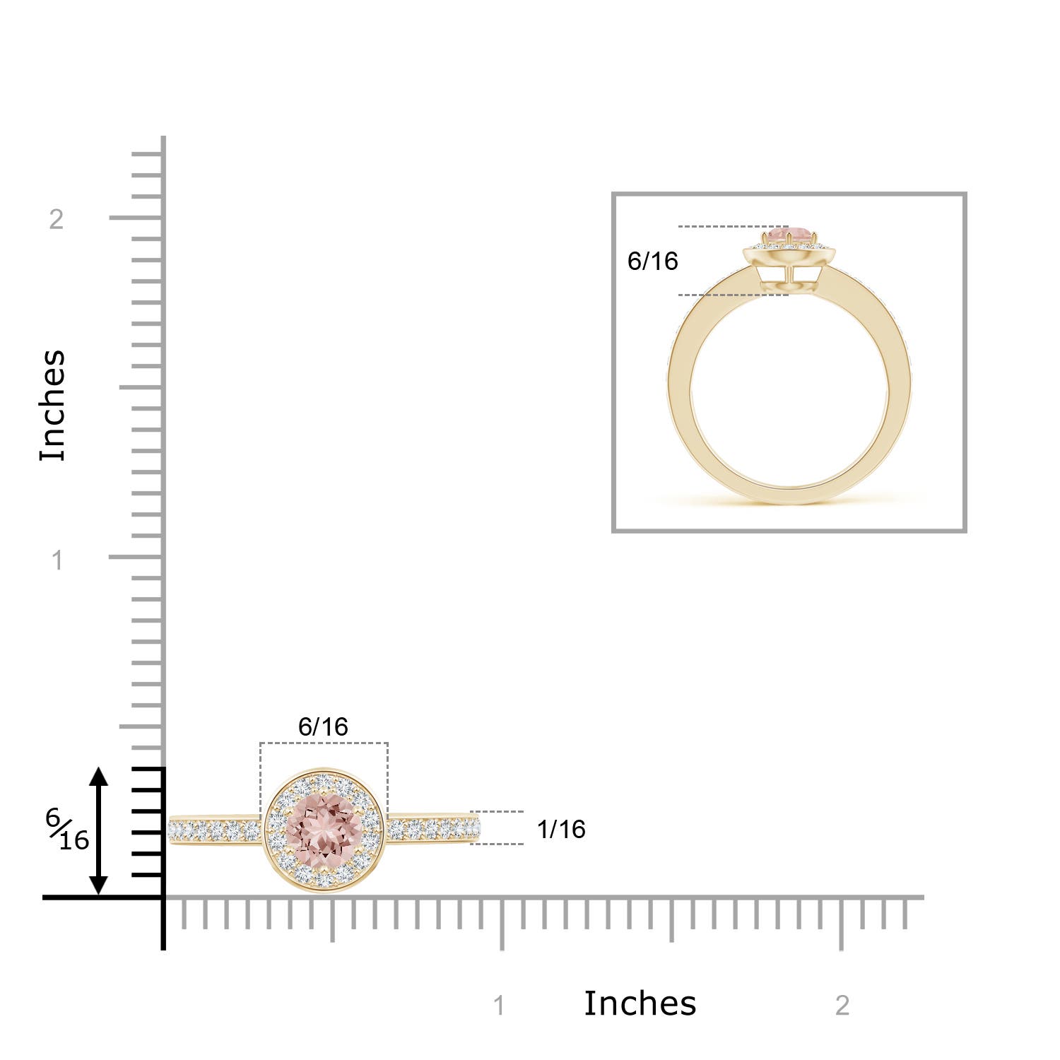 AAAA - Morganite / 0.64 CT / 14 KT Yellow Gold