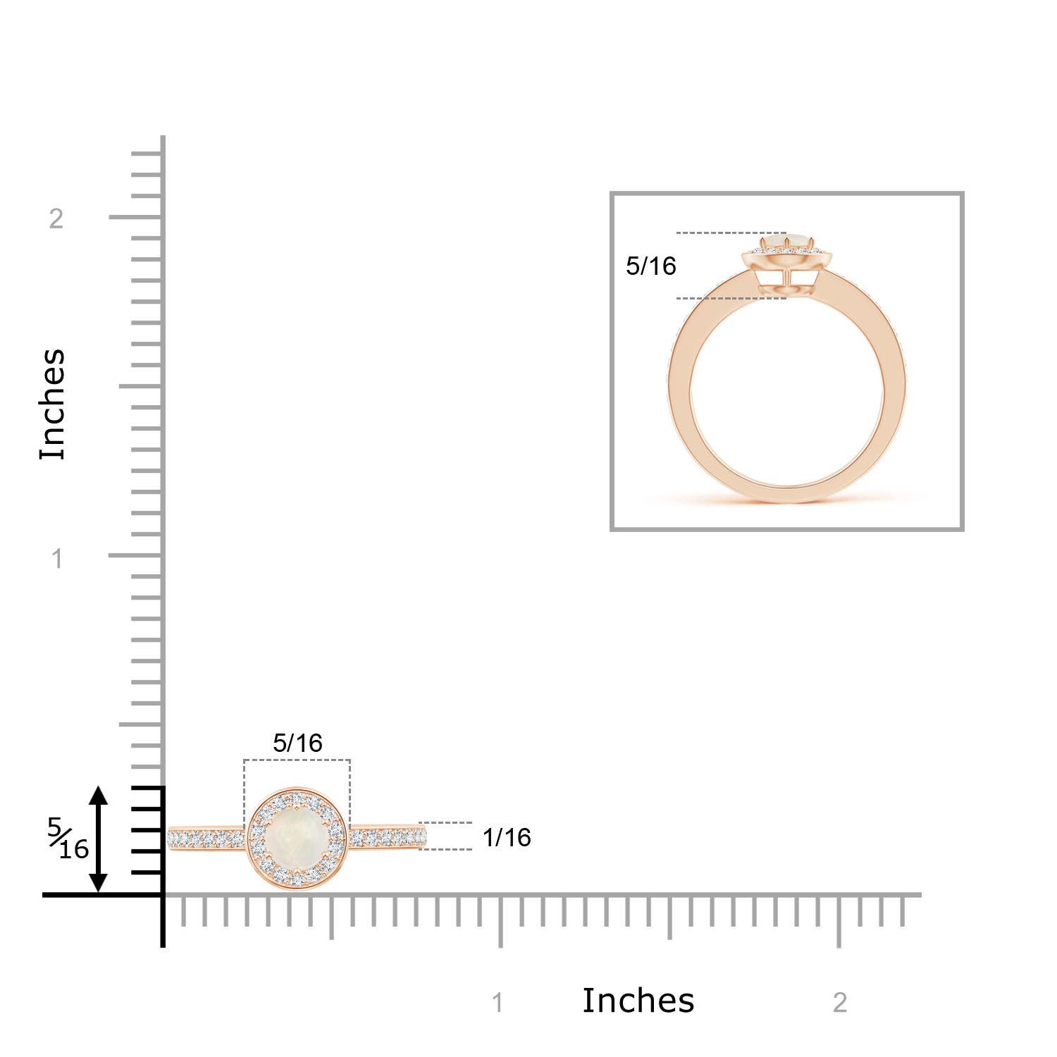 A - Opal / 0.32 CT / 14 KT Rose Gold