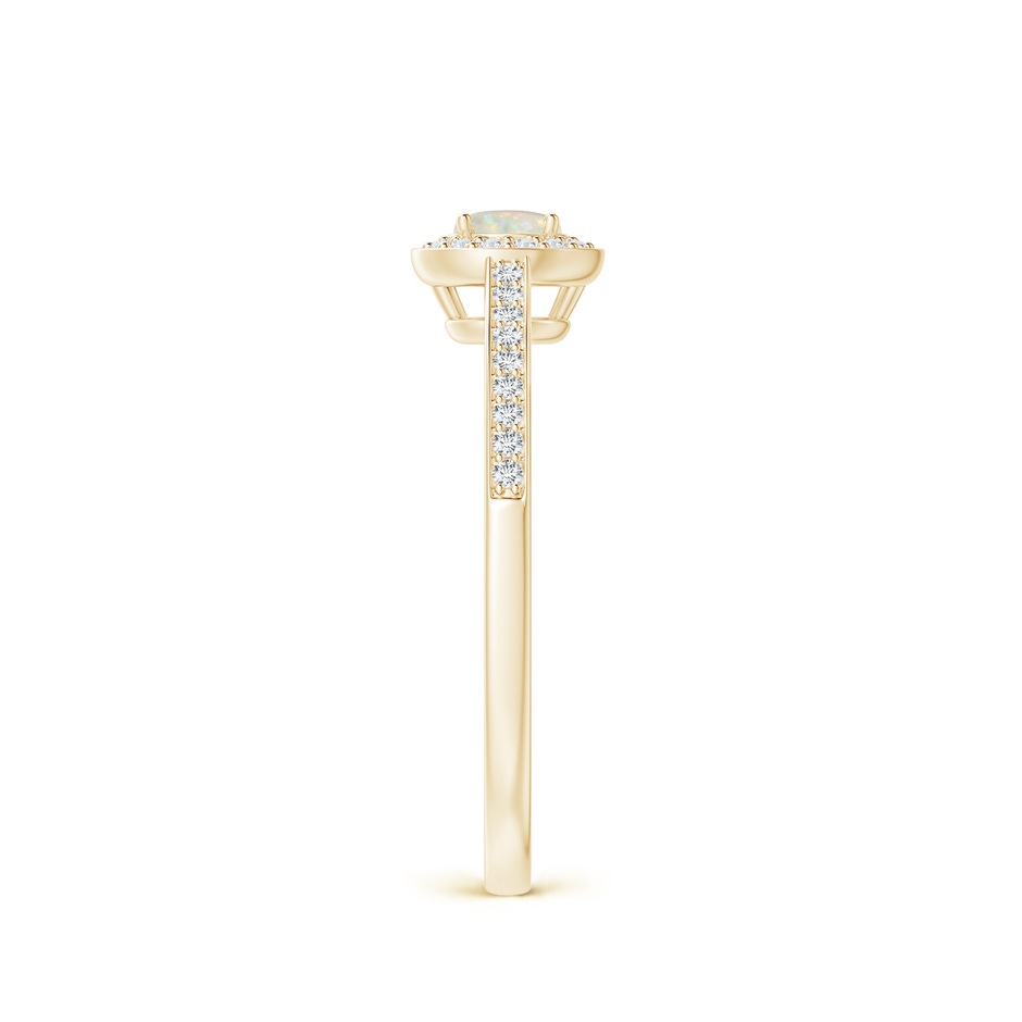 4mm AAA Opal Halo Ring with Diamond Accents in Yellow Gold side 299