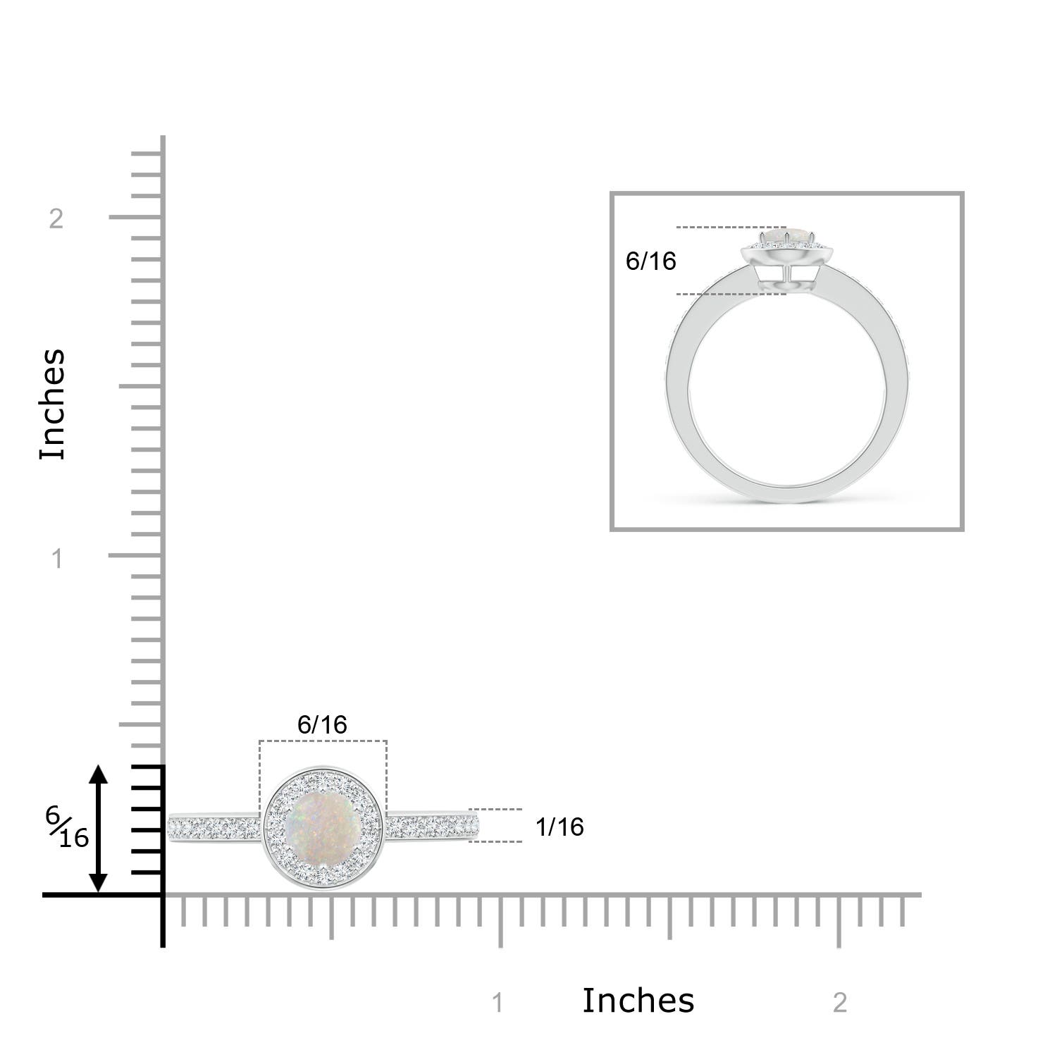 AA - Opal / 0.55 CT / 14 KT White Gold