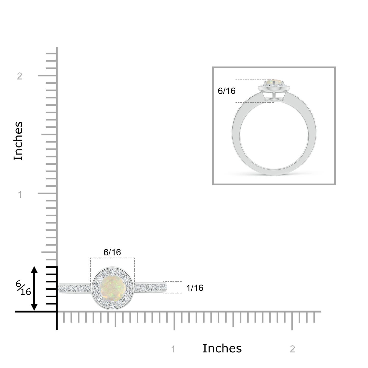 AAA - Opal / 0.55 CT / 14 KT White Gold