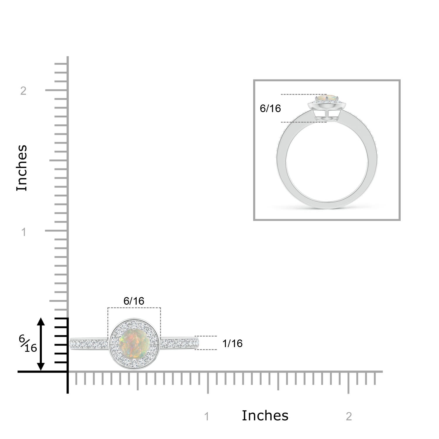 AAAA - Opal / 0.55 CT / 14 KT White Gold