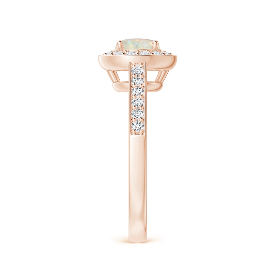 6mm AAA Opal Halo Ring with Diamond Accents in 18K Rose Gold side 299