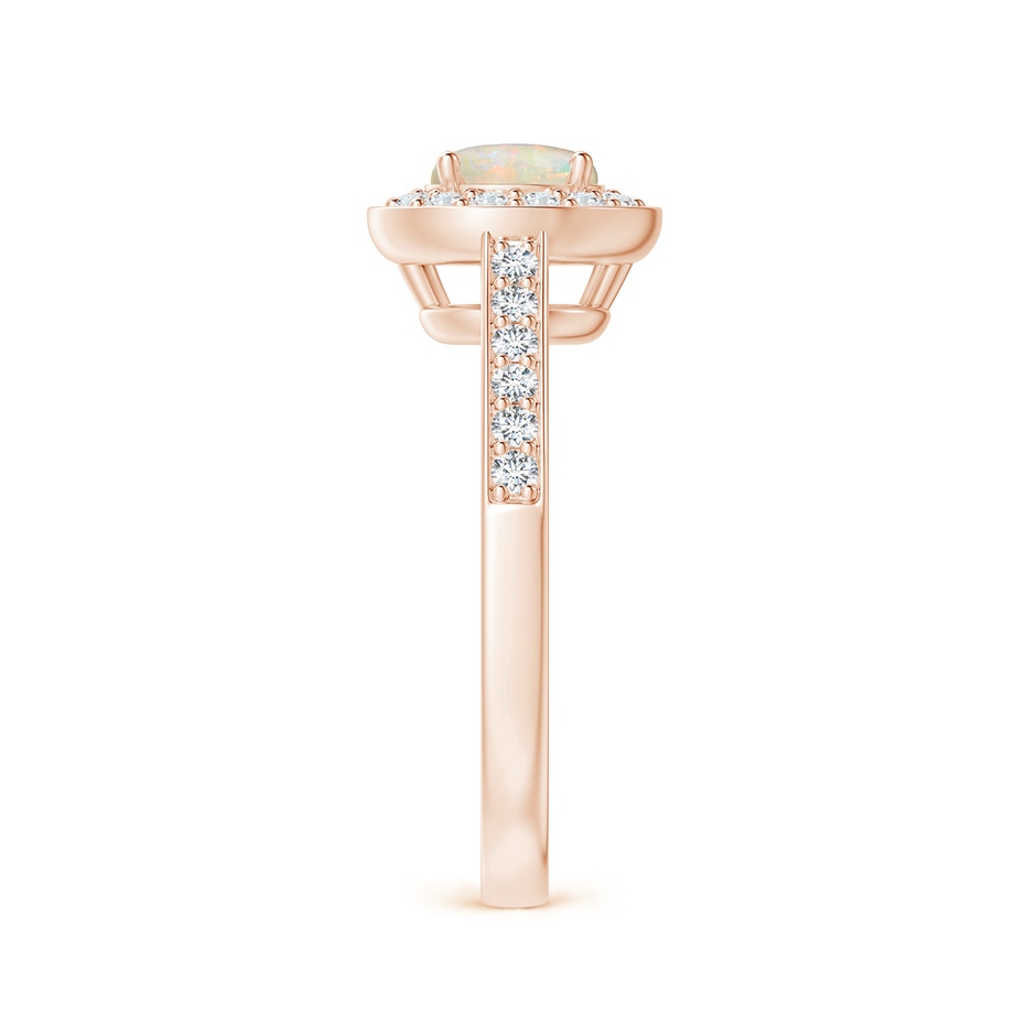 6mm AAAA Opal Halo Ring with Diamond Accents in 18K Rose Gold side 299