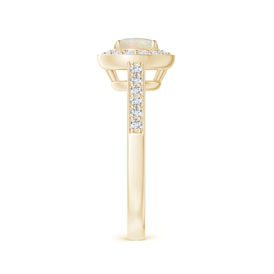 6mm AAAA Opal Halo Ring with Diamond Accents in 18K Yellow Gold side 299