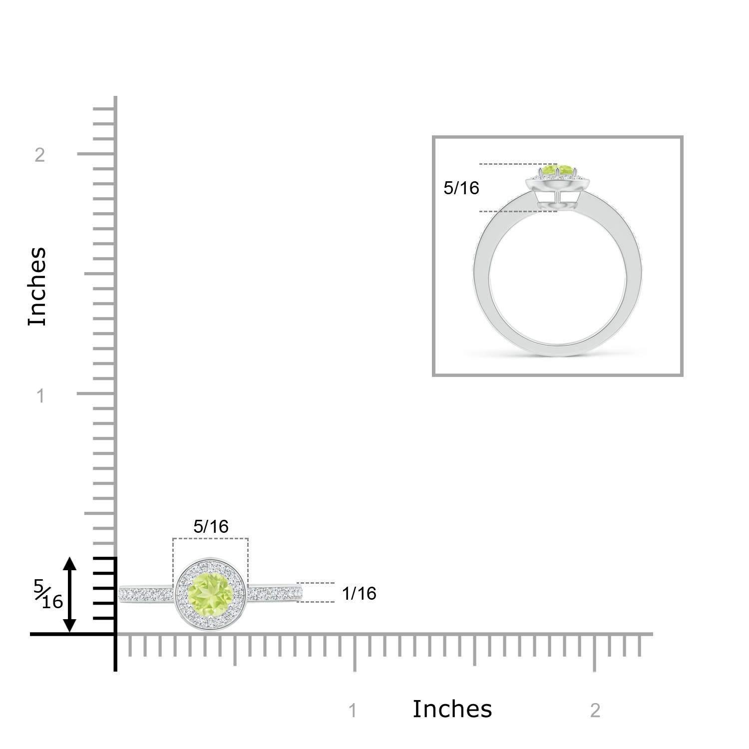 A - Peridot / 0.46 CT / 14 KT White Gold