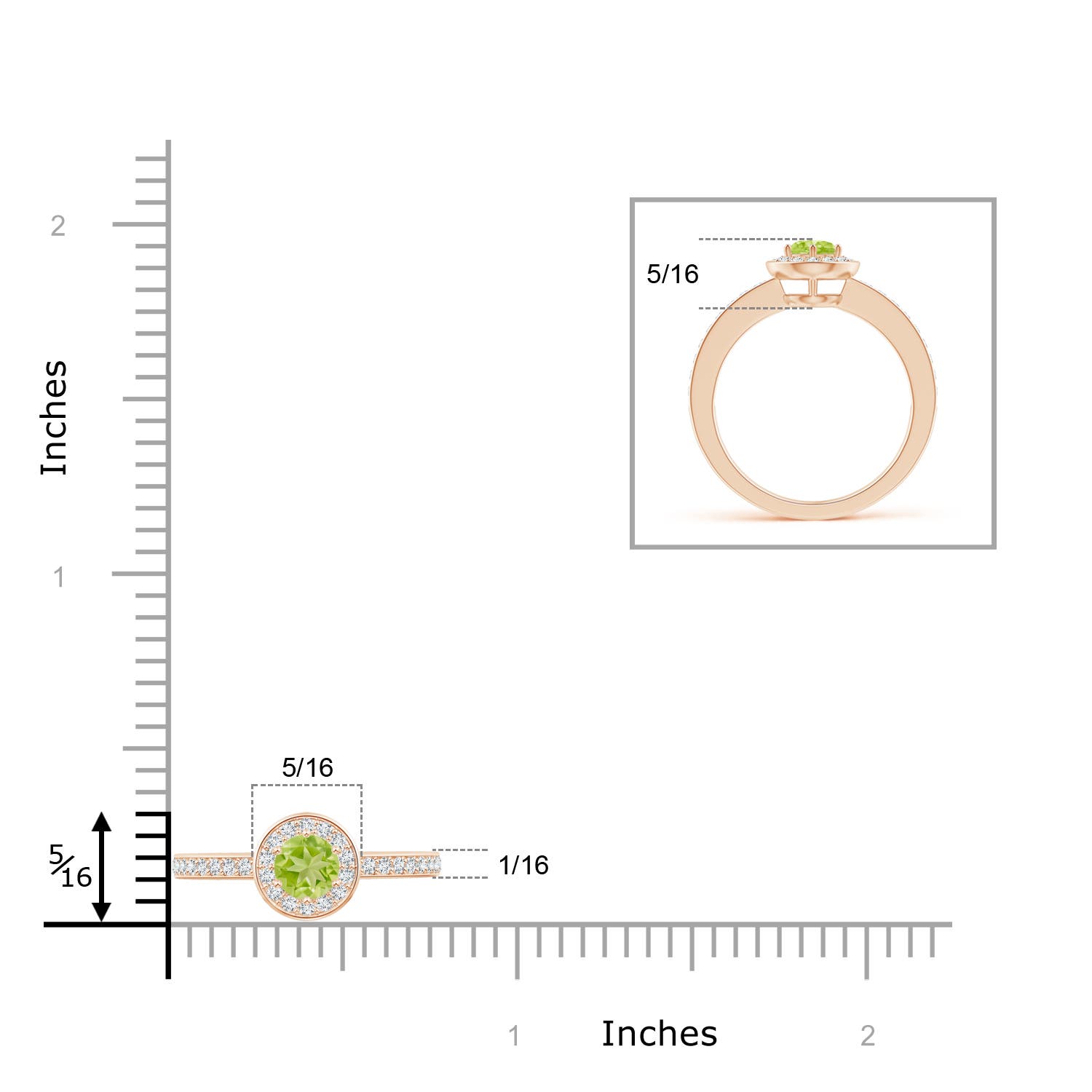 AA - Peridot / 0.46 CT / 14 KT Rose Gold