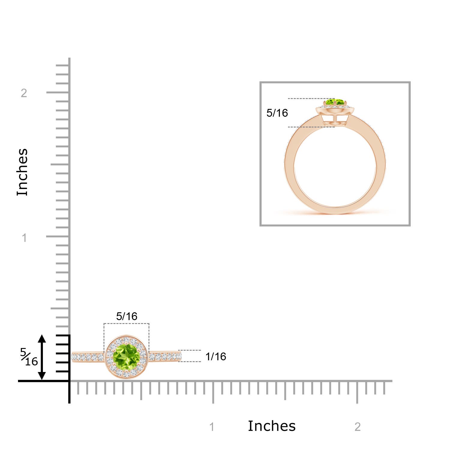 AAA - Peridot / 0.46 CT / 14 KT Rose Gold