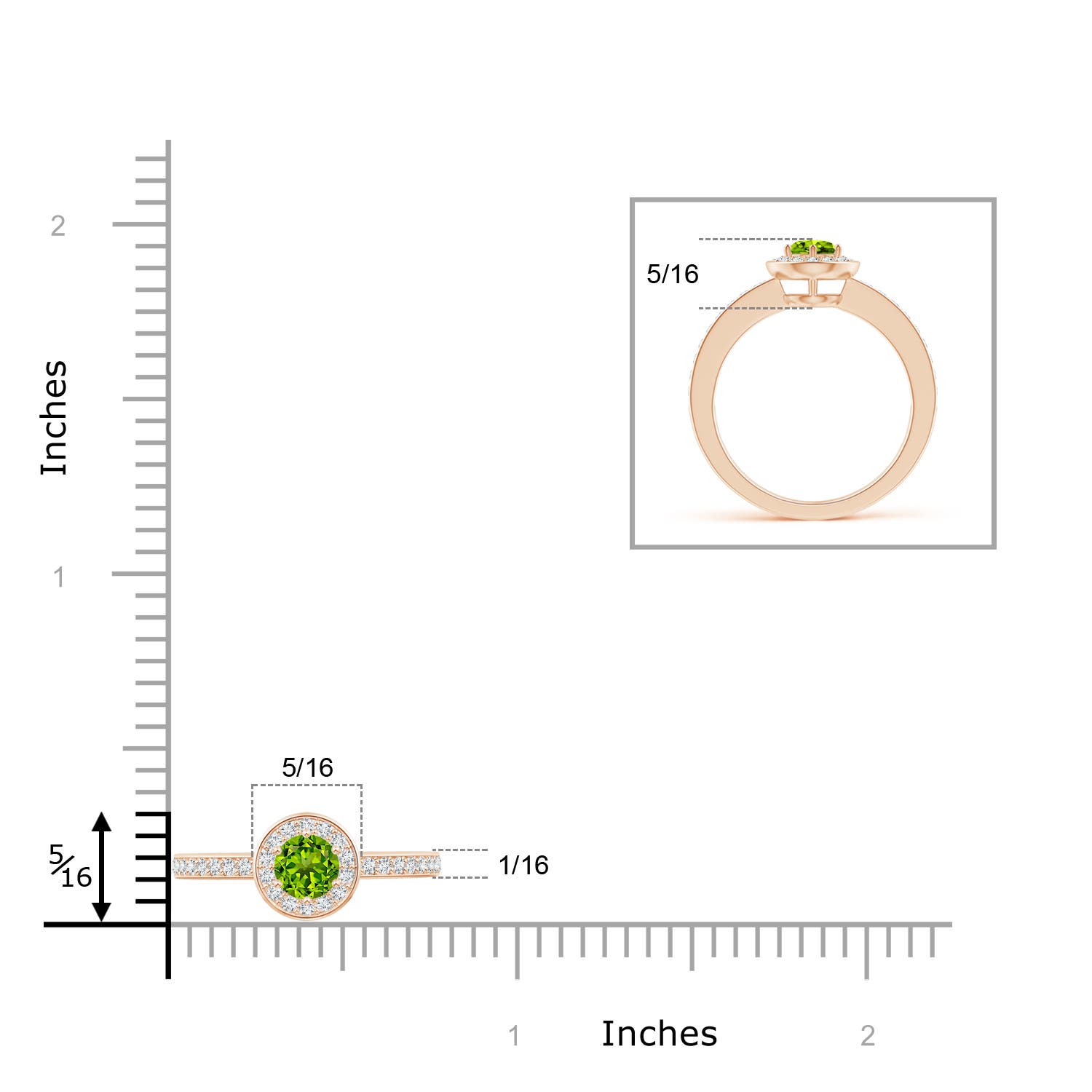 AAAA - Peridot / 0.46 CT / 14 KT Rose Gold