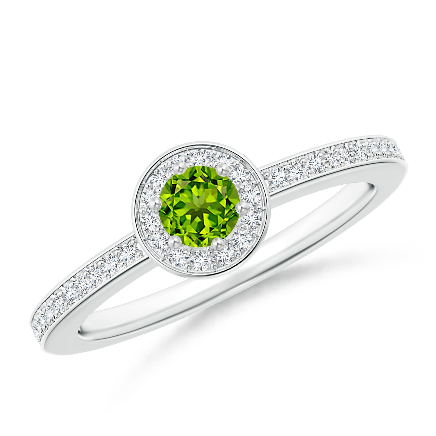 AAAA - Peridot / 0.46 CT / 14 KT White Gold