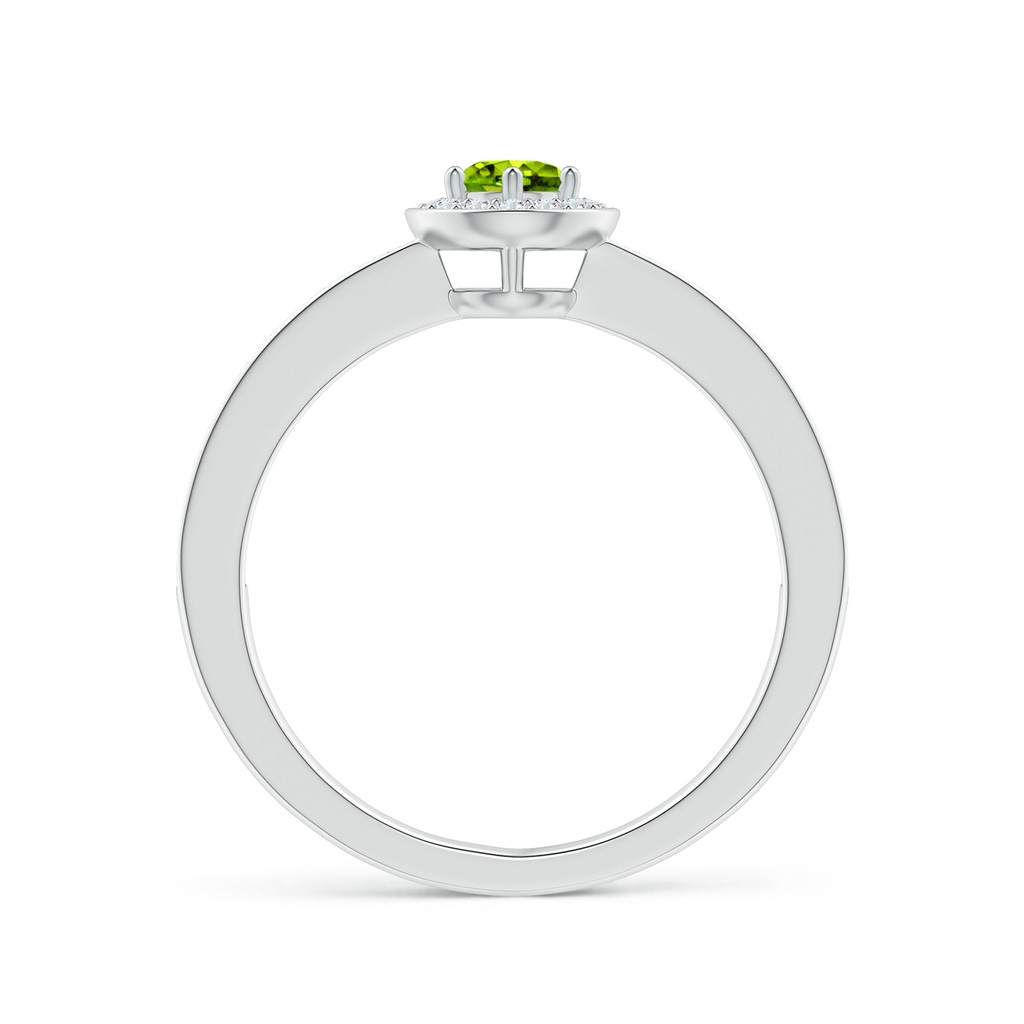 4mm AAAA Peridot Halo Ring with Diamond Accents in White Gold Side1