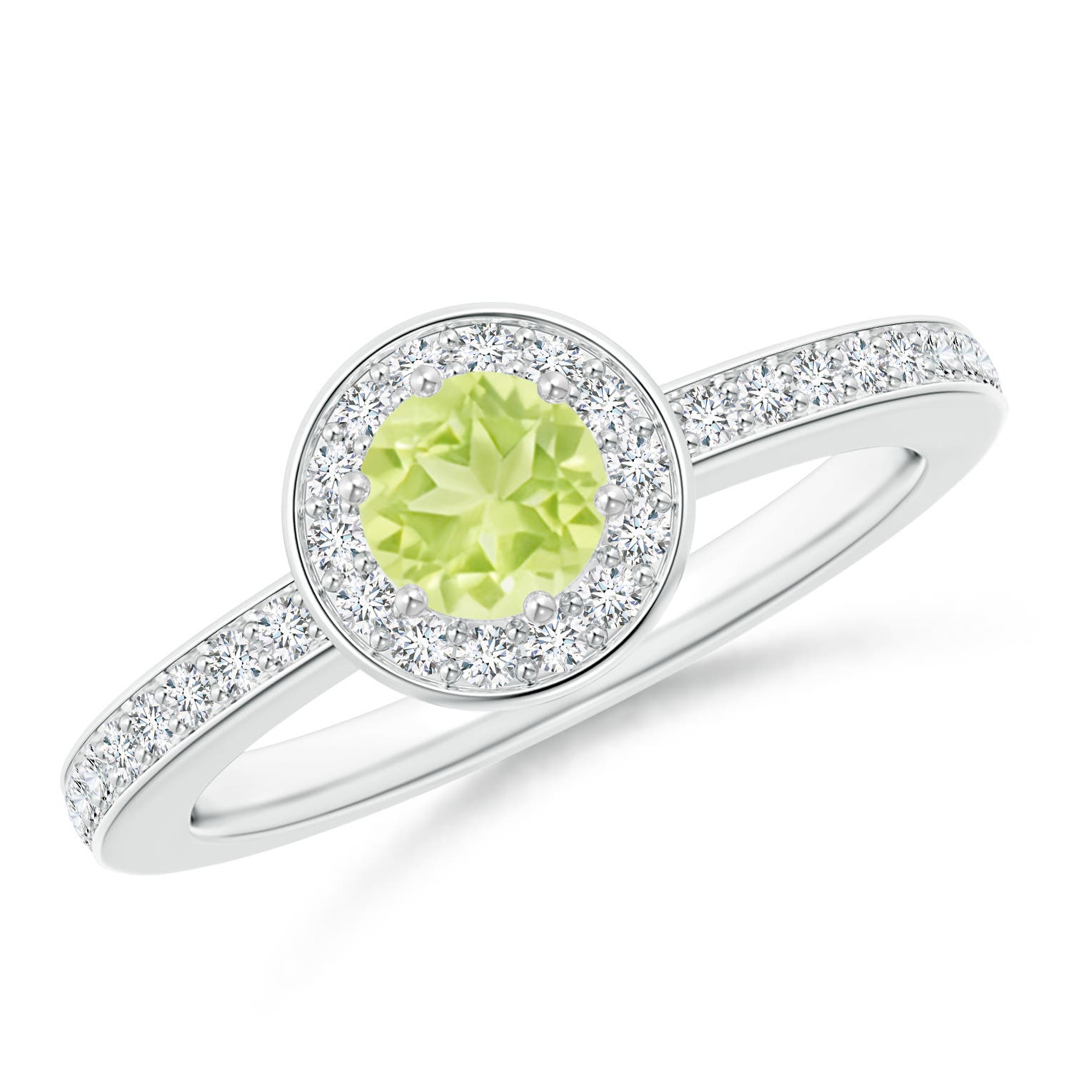 A - Peridot / 0.77 CT / 14 KT White Gold