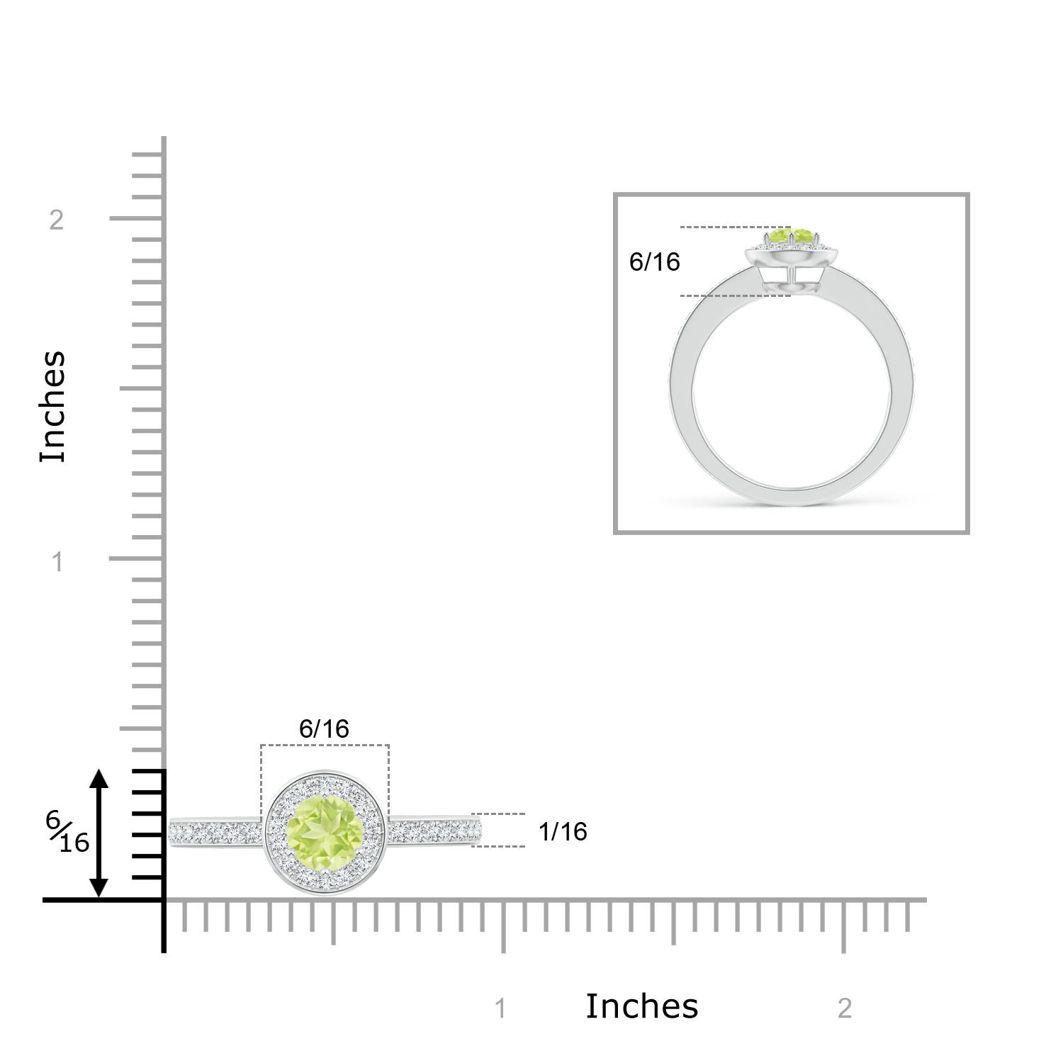 A - Peridot / 0.77 CT / 14 KT White Gold