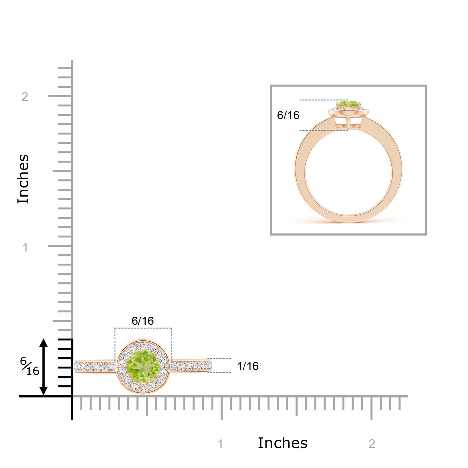 AA - Peridot / 0.77 CT / 14 KT Rose Gold