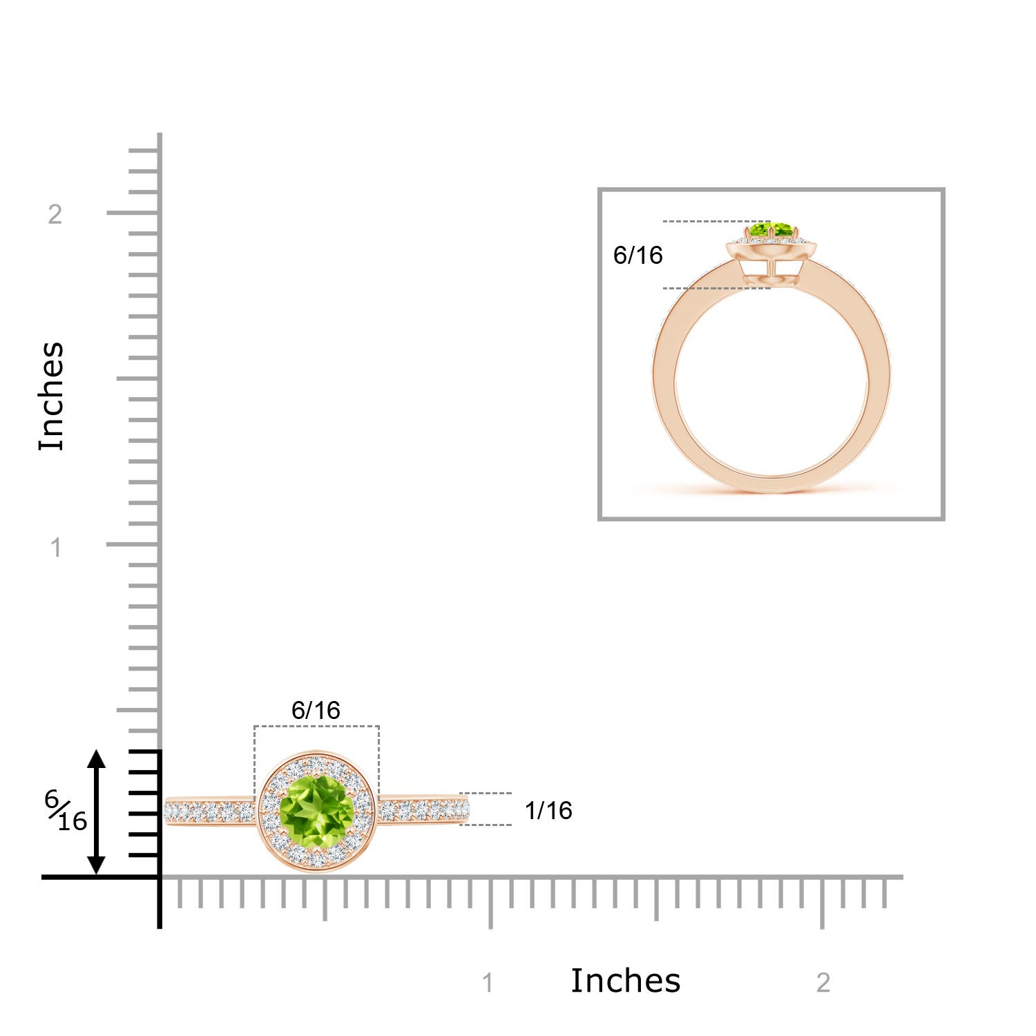 AAA - Peridot / 0.77 CT / 14 KT Rose Gold