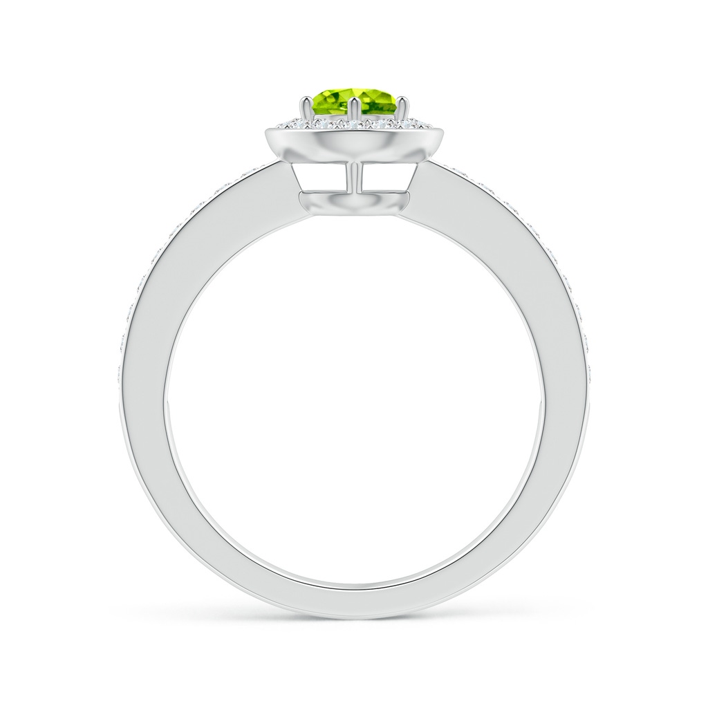 5mm AAA Peridot Halo Ring with Diamond Accents in White Gold Side1