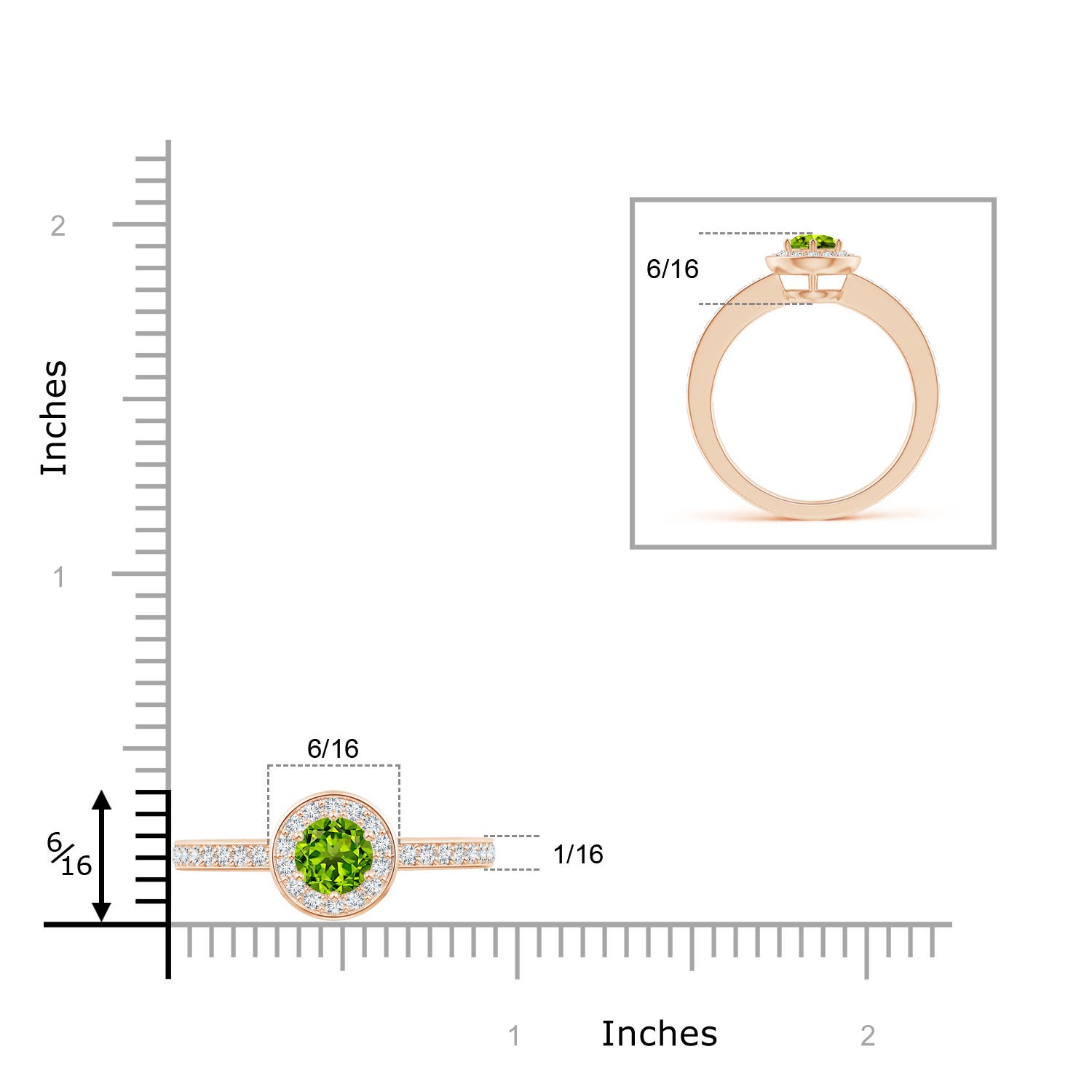 AAAA - Peridot / 0.77 CT / 14 KT Rose Gold