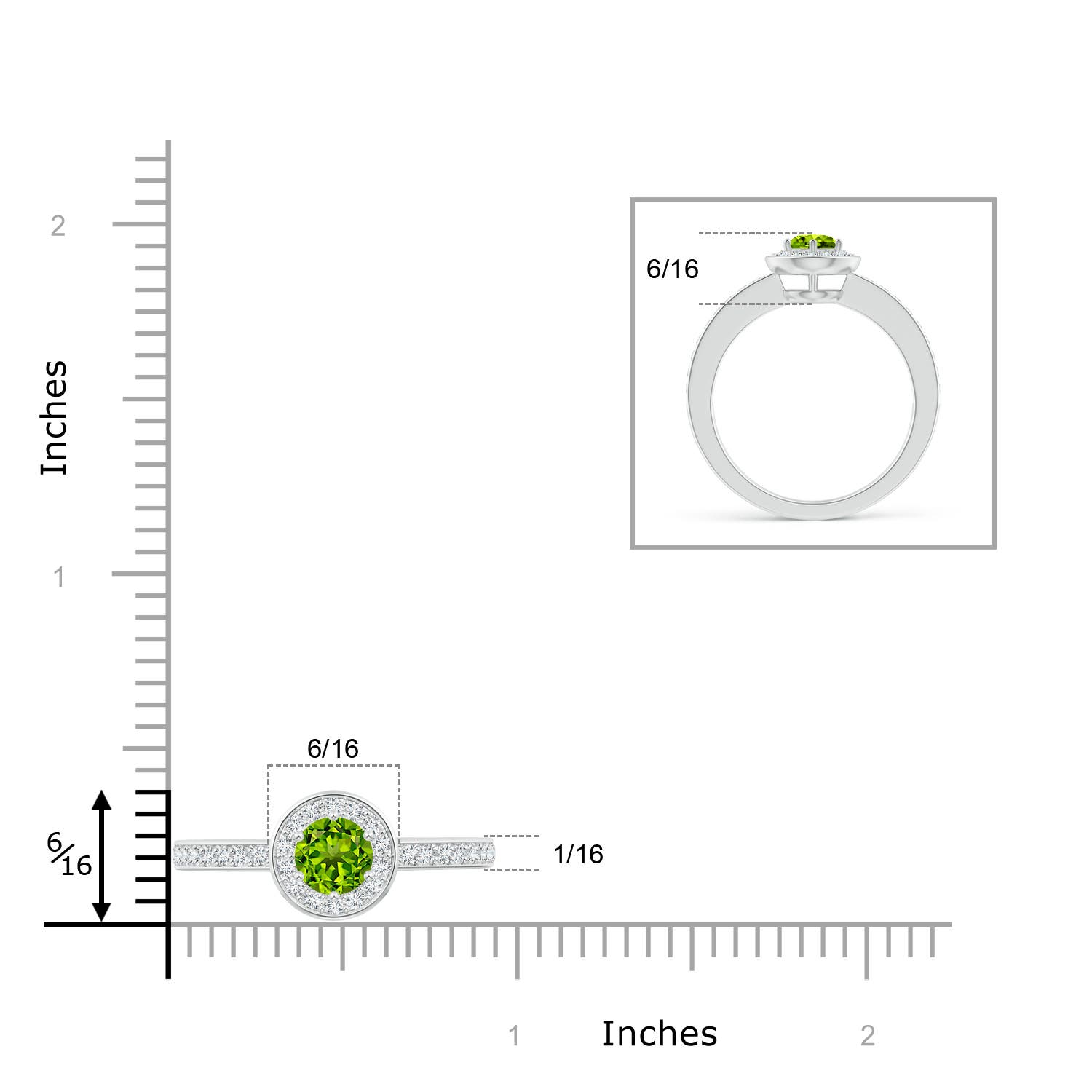 AAAA - Peridot / 0.77 CT / 14 KT White Gold