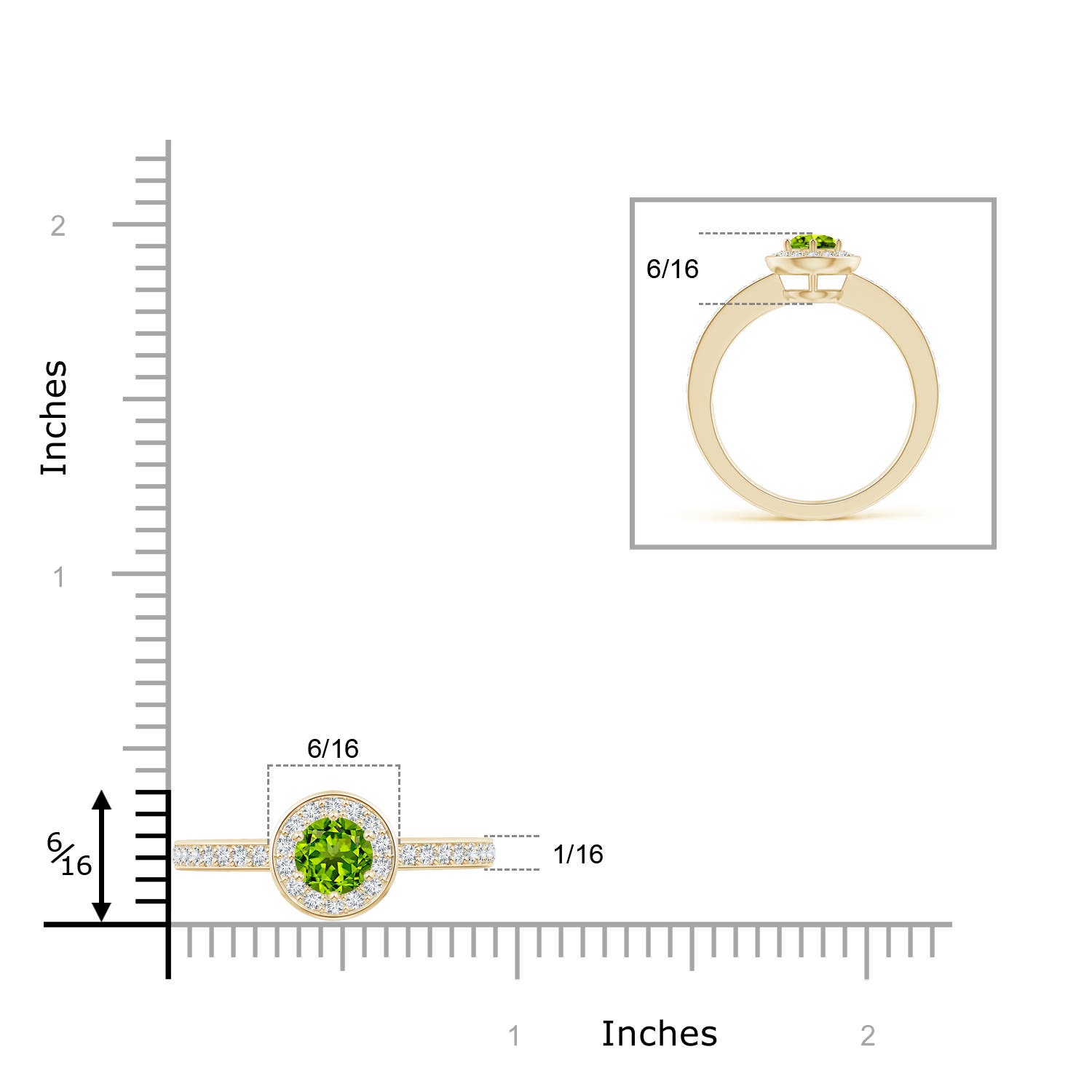 AAAA - Peridot / 0.77 CT / 14 KT Yellow Gold