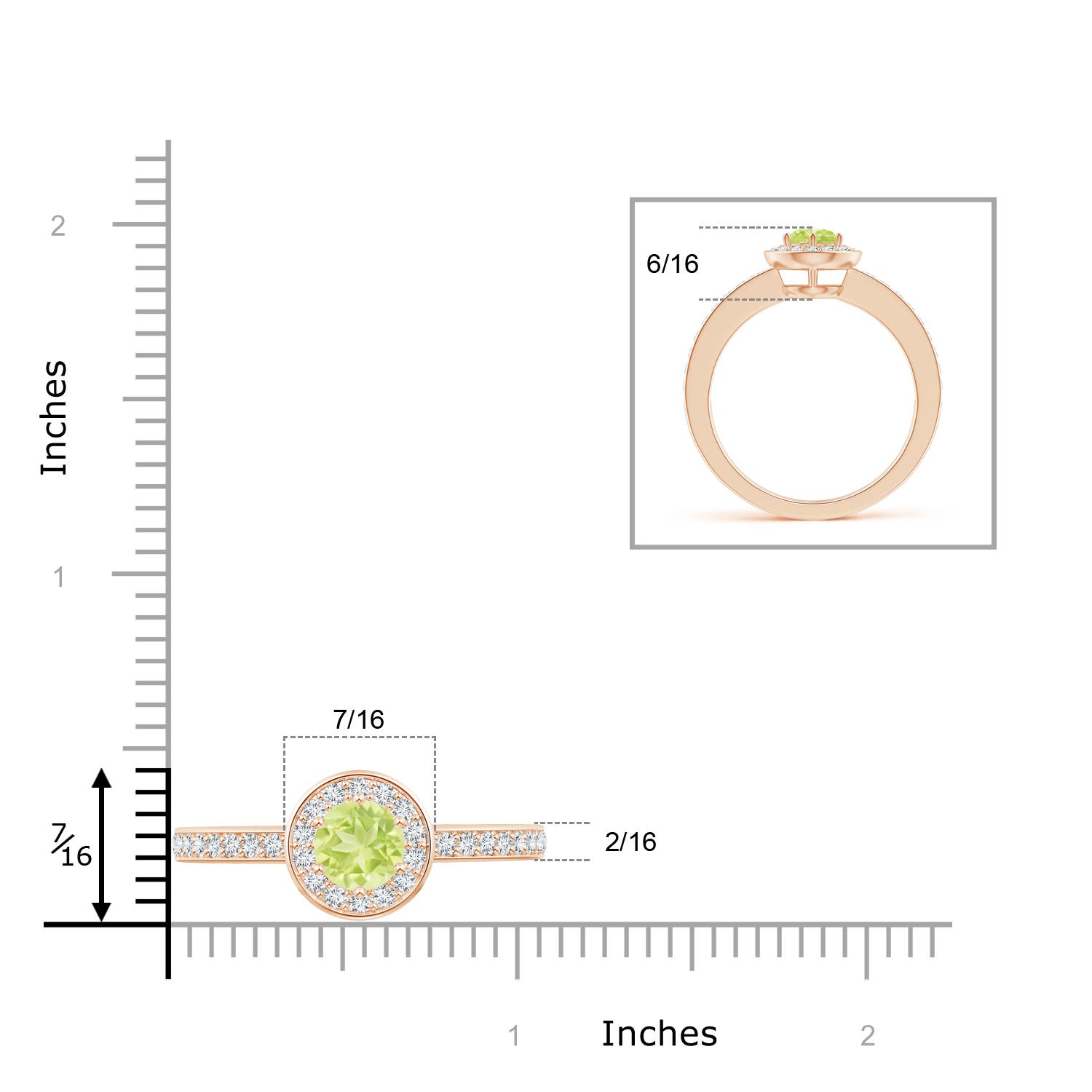 A - Peridot / 1.31 CT / 14 KT Rose Gold