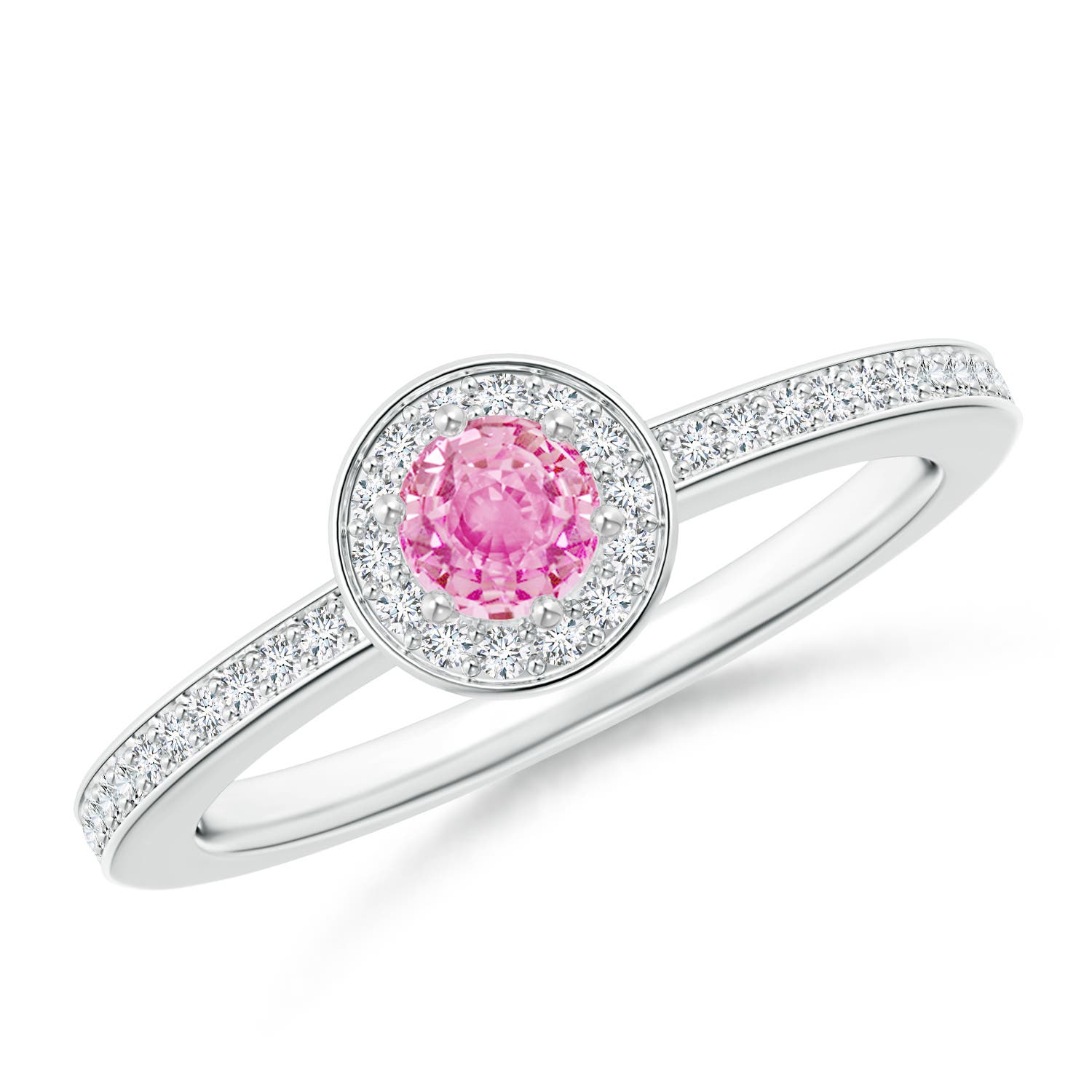 A - Pink Sapphire / 0.49 CT / 14 KT White Gold