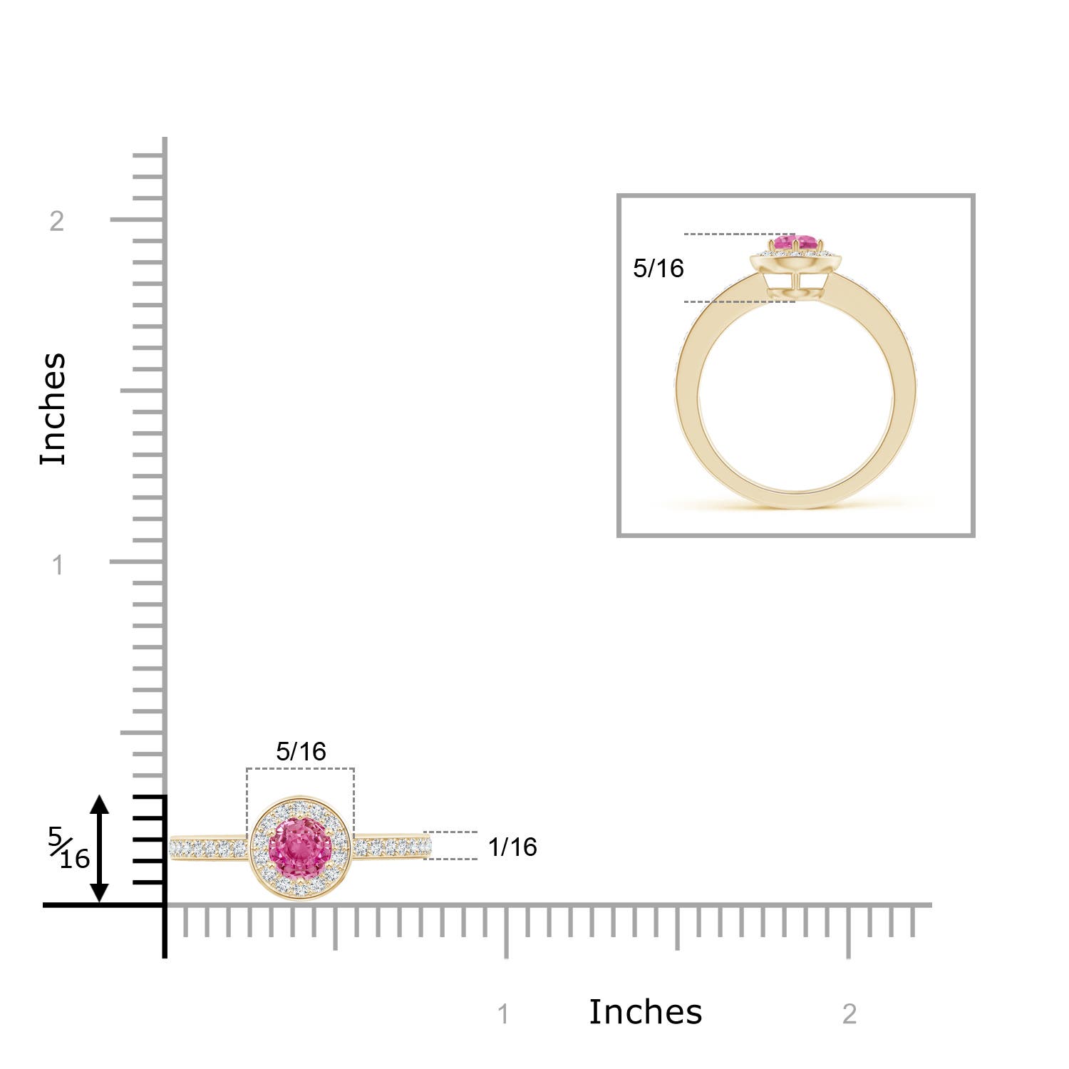 AAA - Pink Sapphire / 0.49 CT / 14 KT Yellow Gold