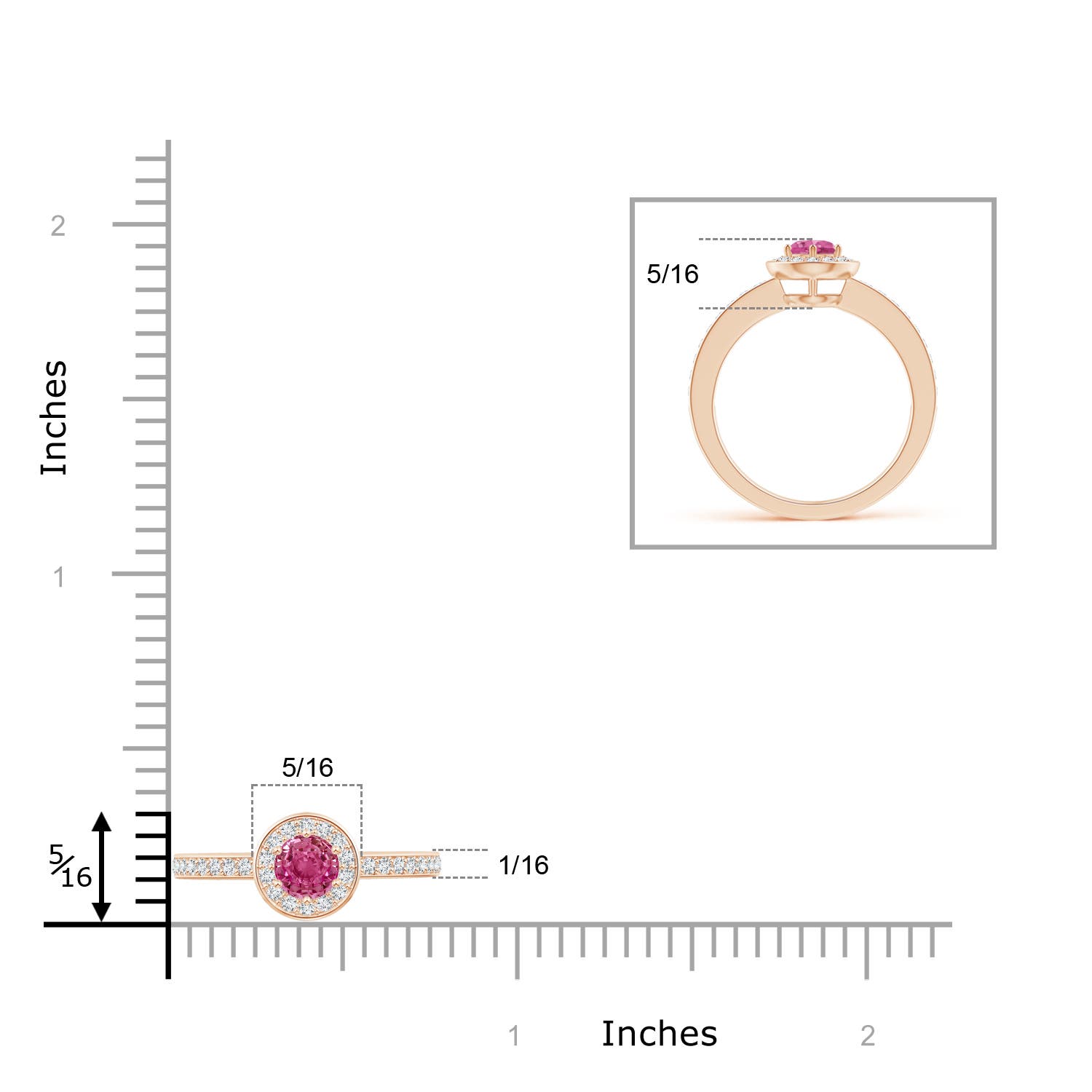 AAAA - Pink Sapphire / 0.49 CT / 14 KT Rose Gold