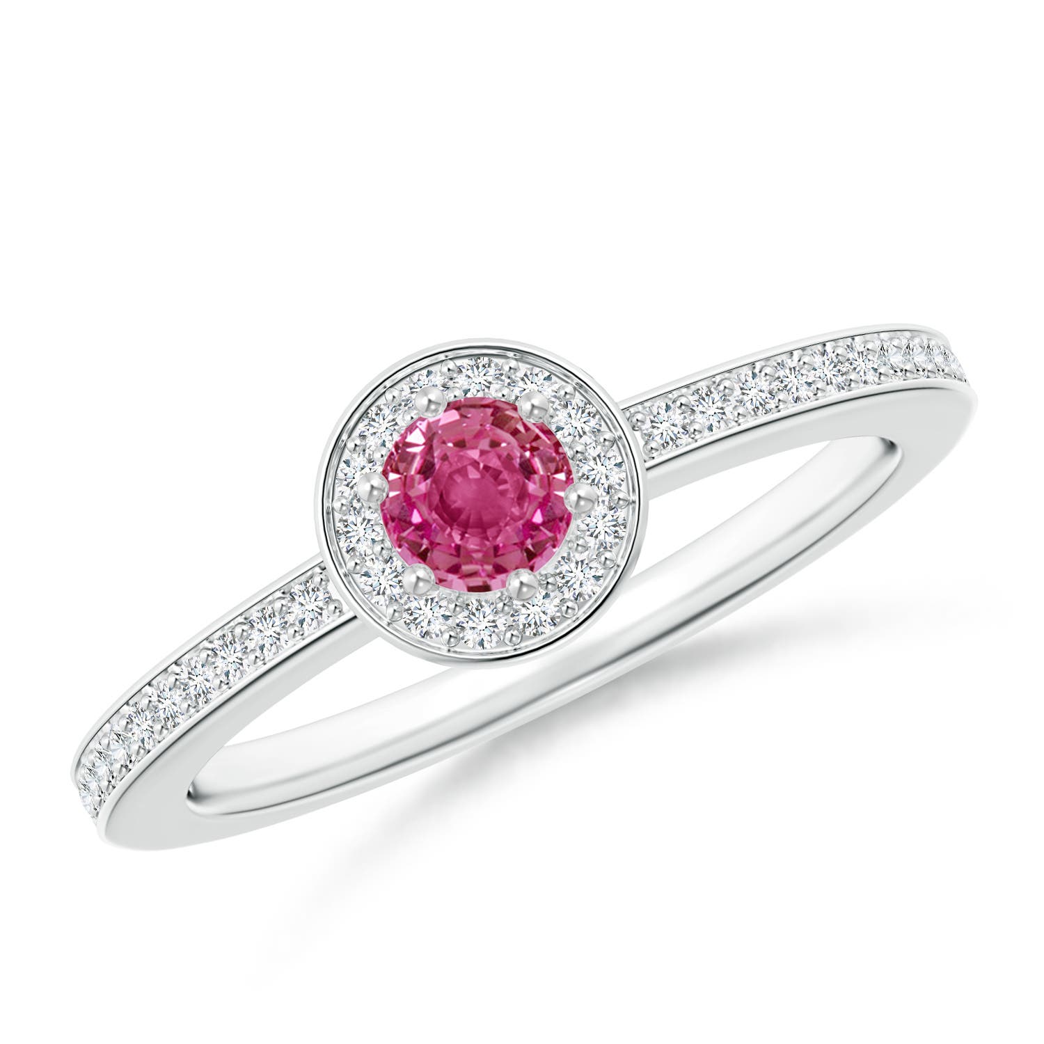 AAAA - Pink Sapphire / 0.49 CT / 14 KT White Gold