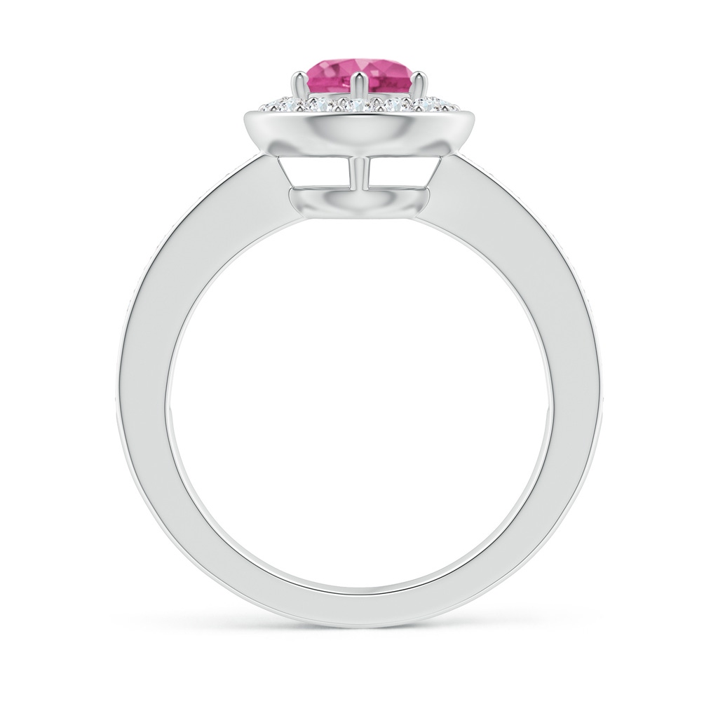 6mm AAAA Pink Sapphire Halo Ring with Diamond Accents in White Gold Side1