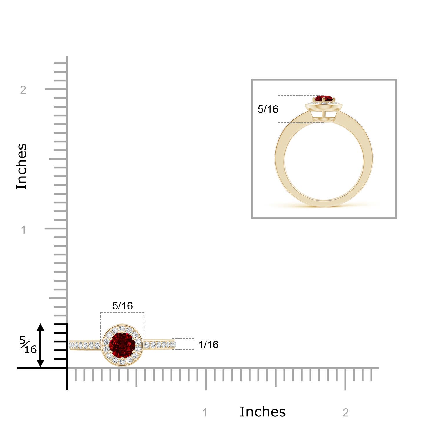 AAAA - Ruby / 0.5 CT / 14 KT Yellow Gold