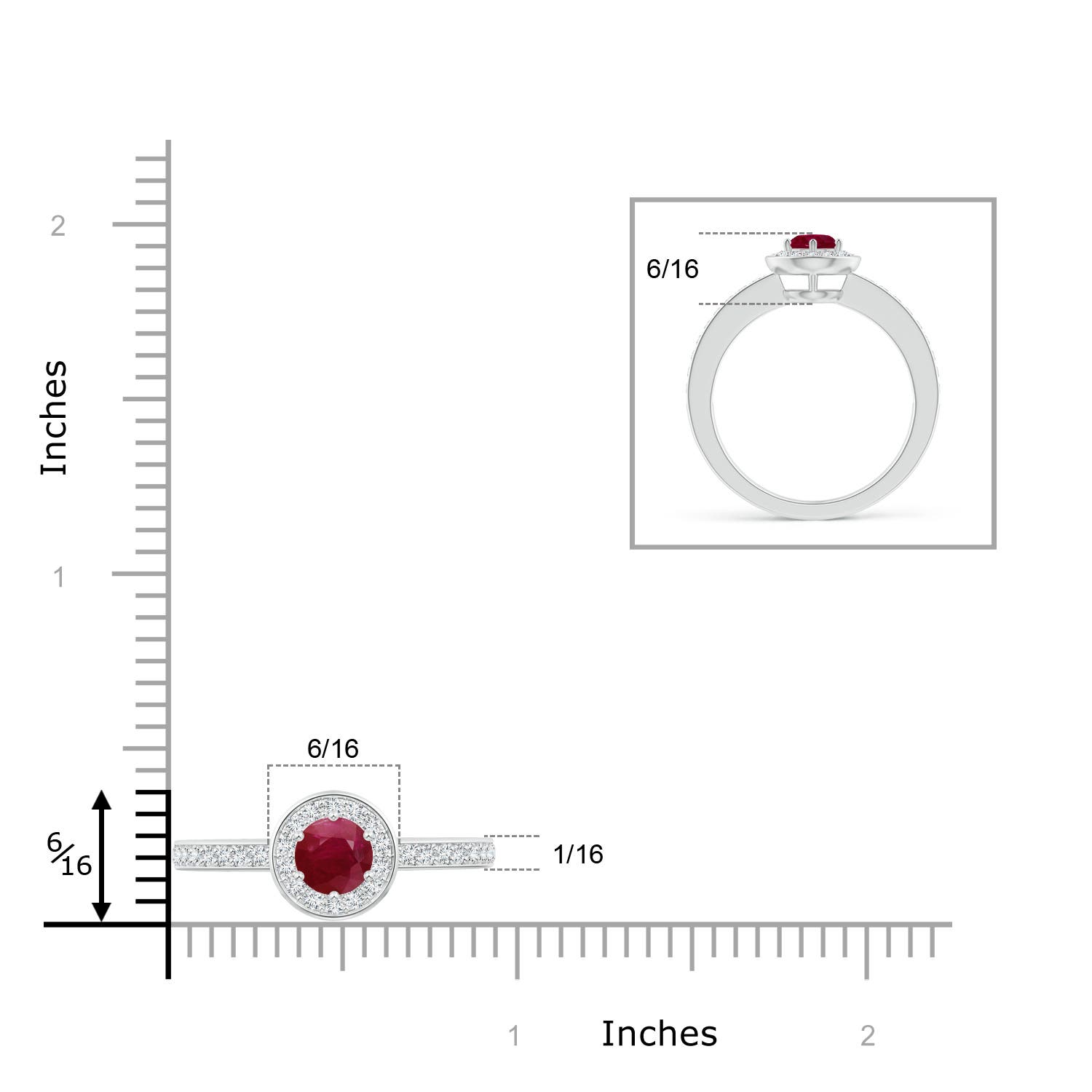 A - Ruby / 0.82 CT / 14 KT White Gold