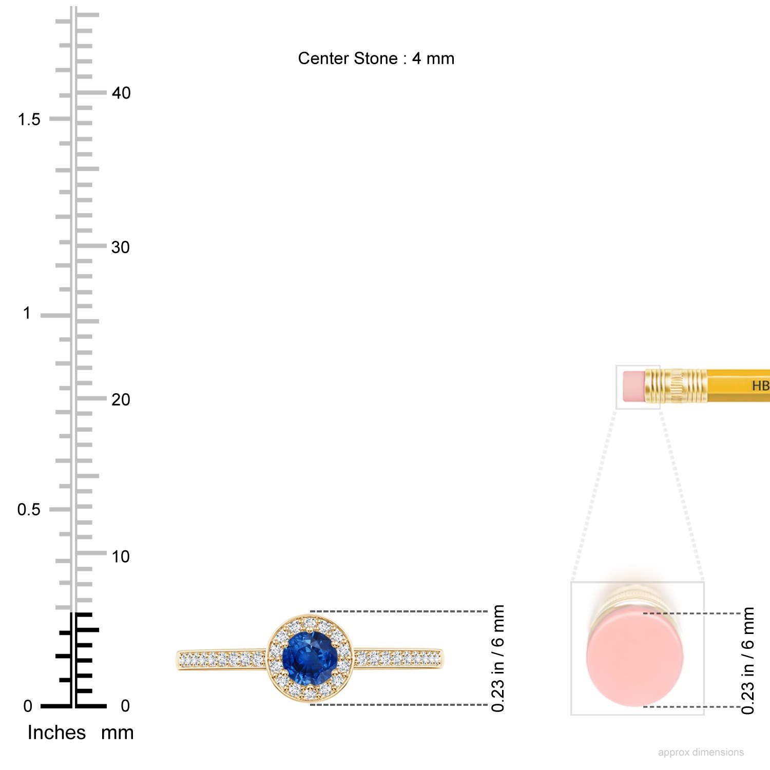 AAA - Blue Sapphire / 0.49 CT / 14 KT Yellow Gold