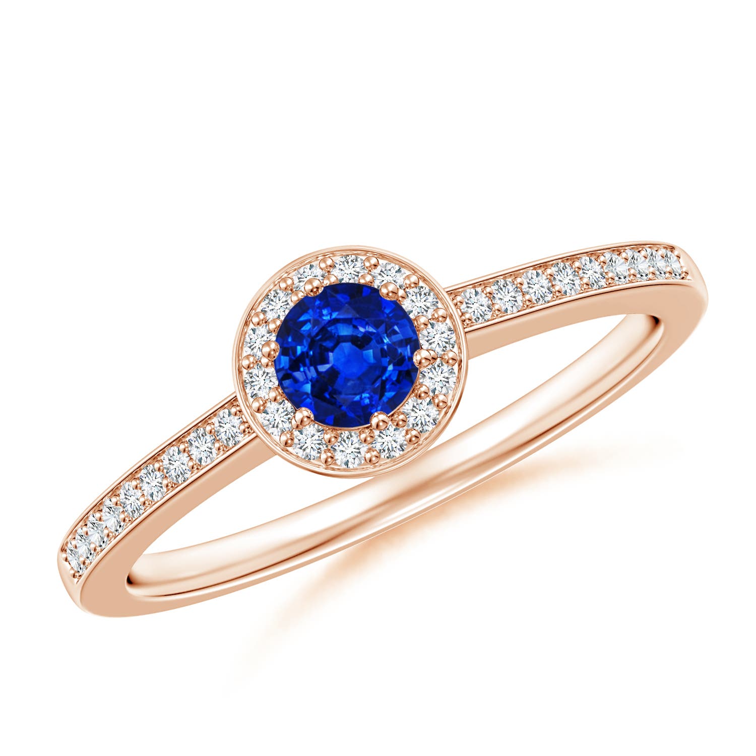 AAAA - Blue Sapphire / 0.49 CT / 14 KT Rose Gold