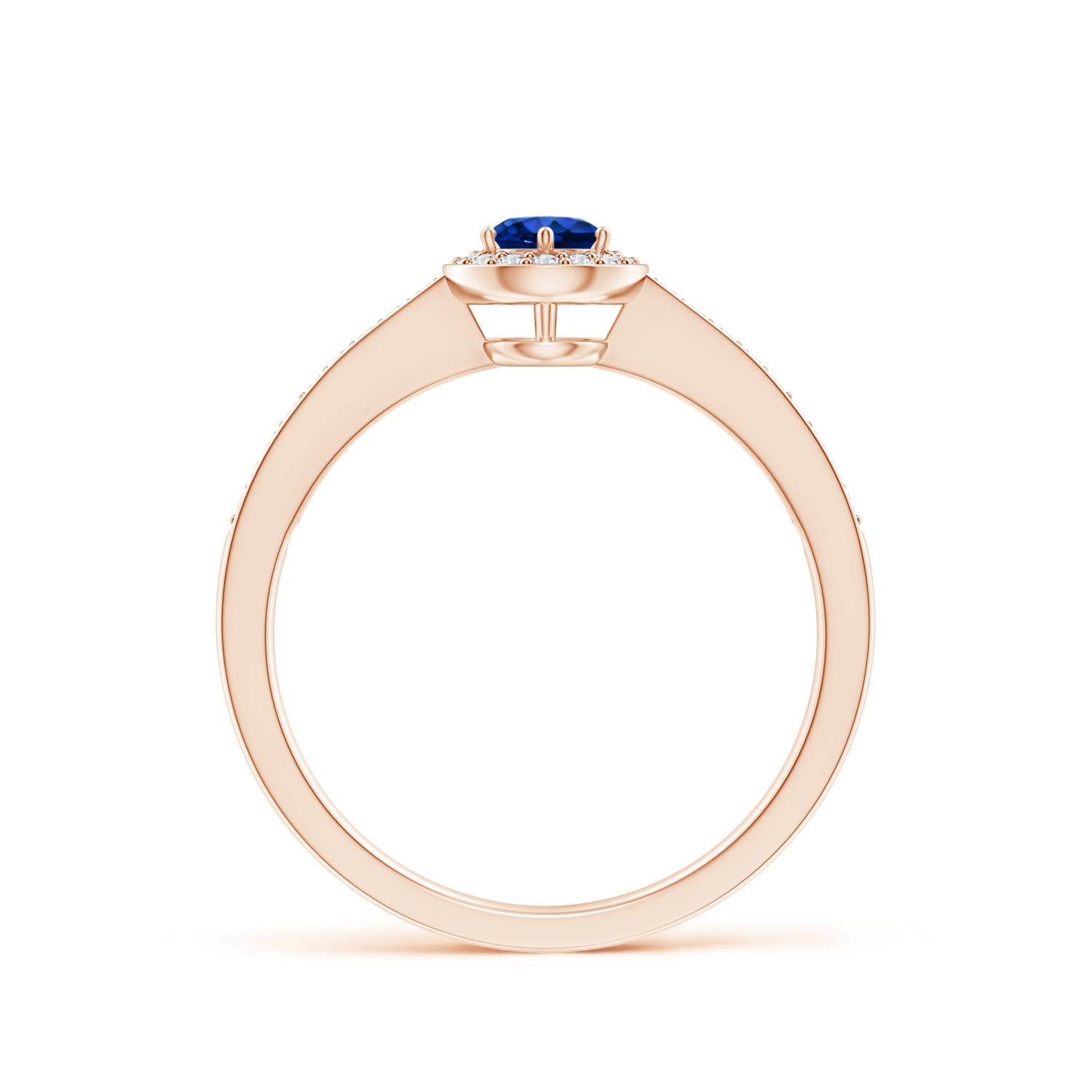 AAAA - Blue Sapphire / 0.49 CT / 14 KT Rose Gold