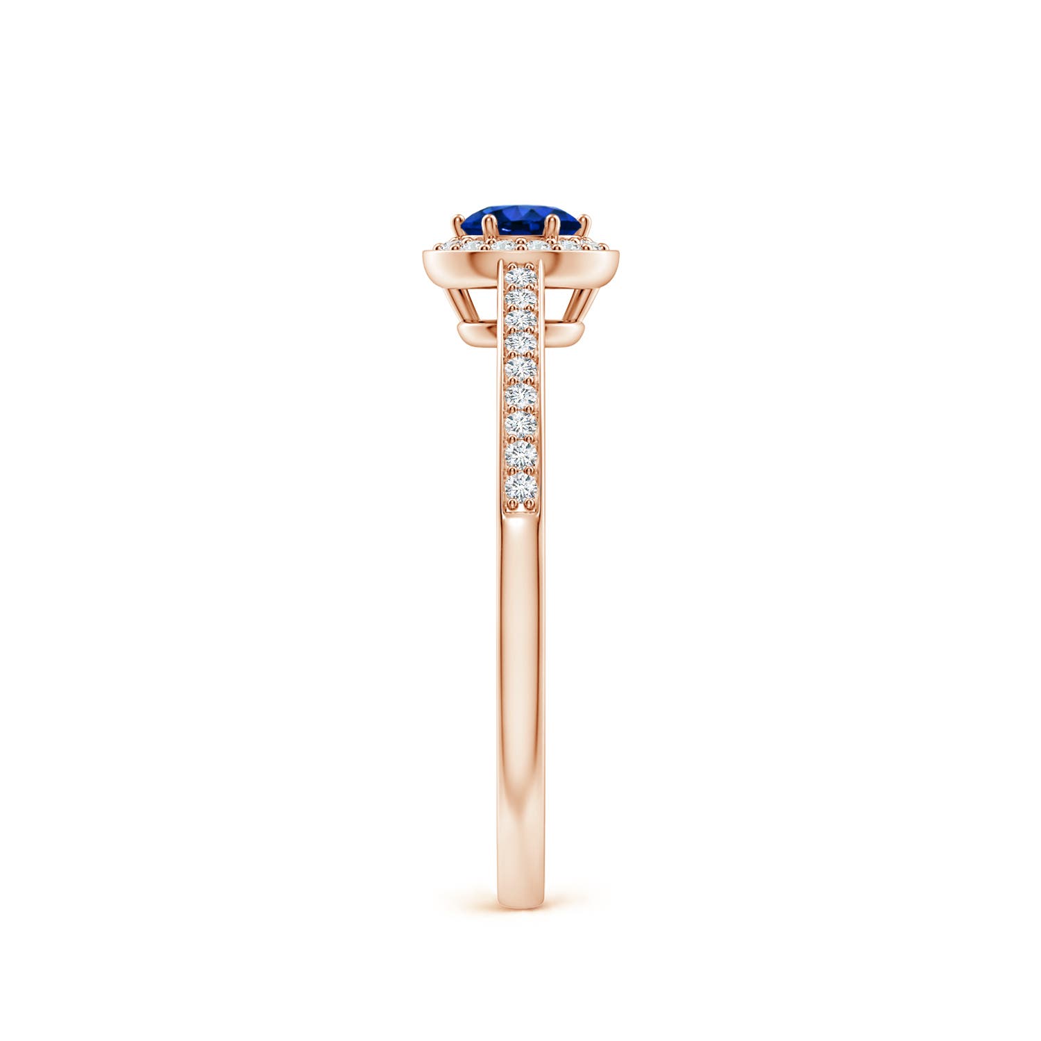 AAAA - Blue Sapphire / 0.49 CT / 14 KT Rose Gold