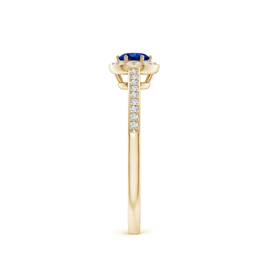 4mm AAAA Blue Sapphire Halo Ring with Diamond Accents in Yellow Gold side 299