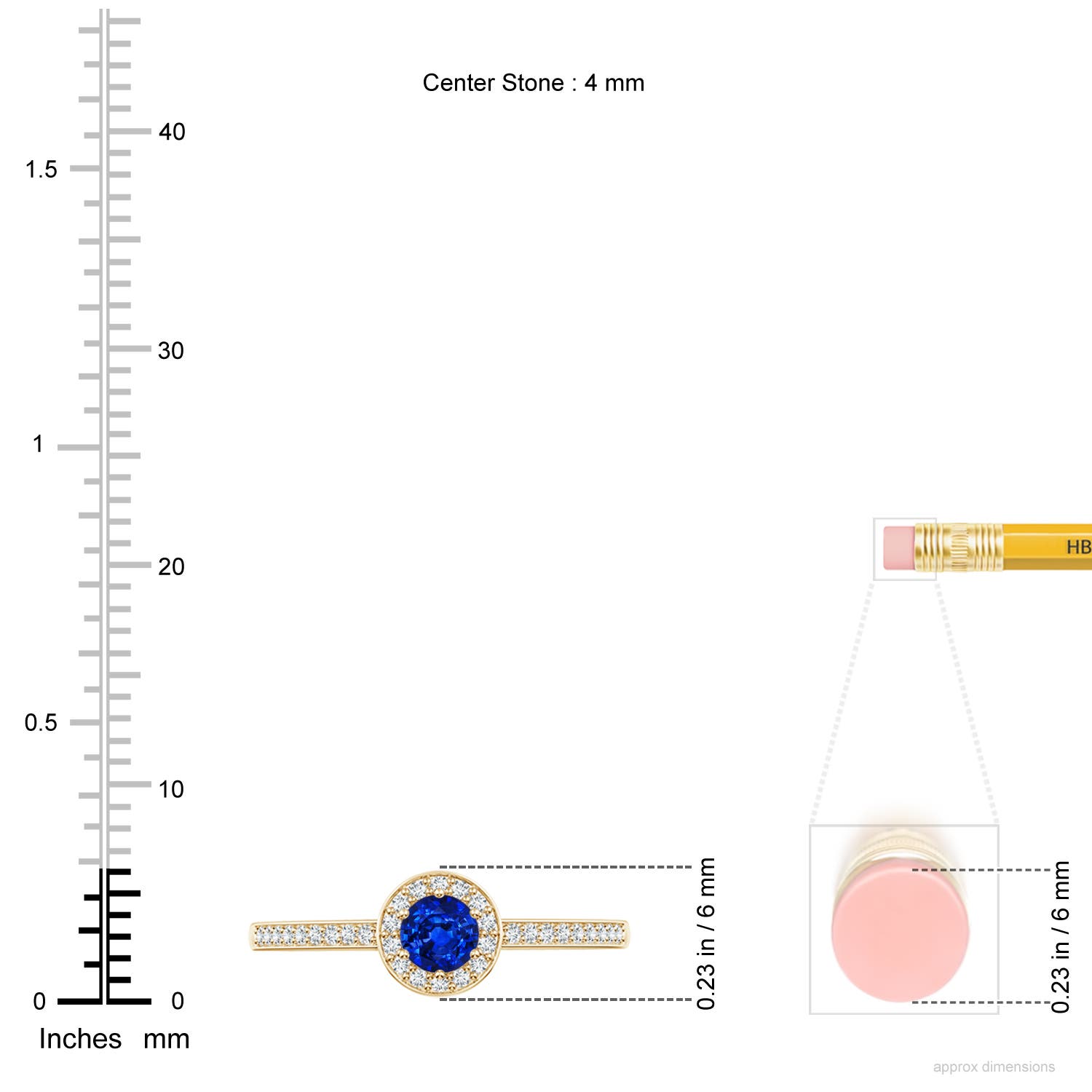 AAAA - Blue Sapphire / 0.49 CT / 14 KT Yellow Gold