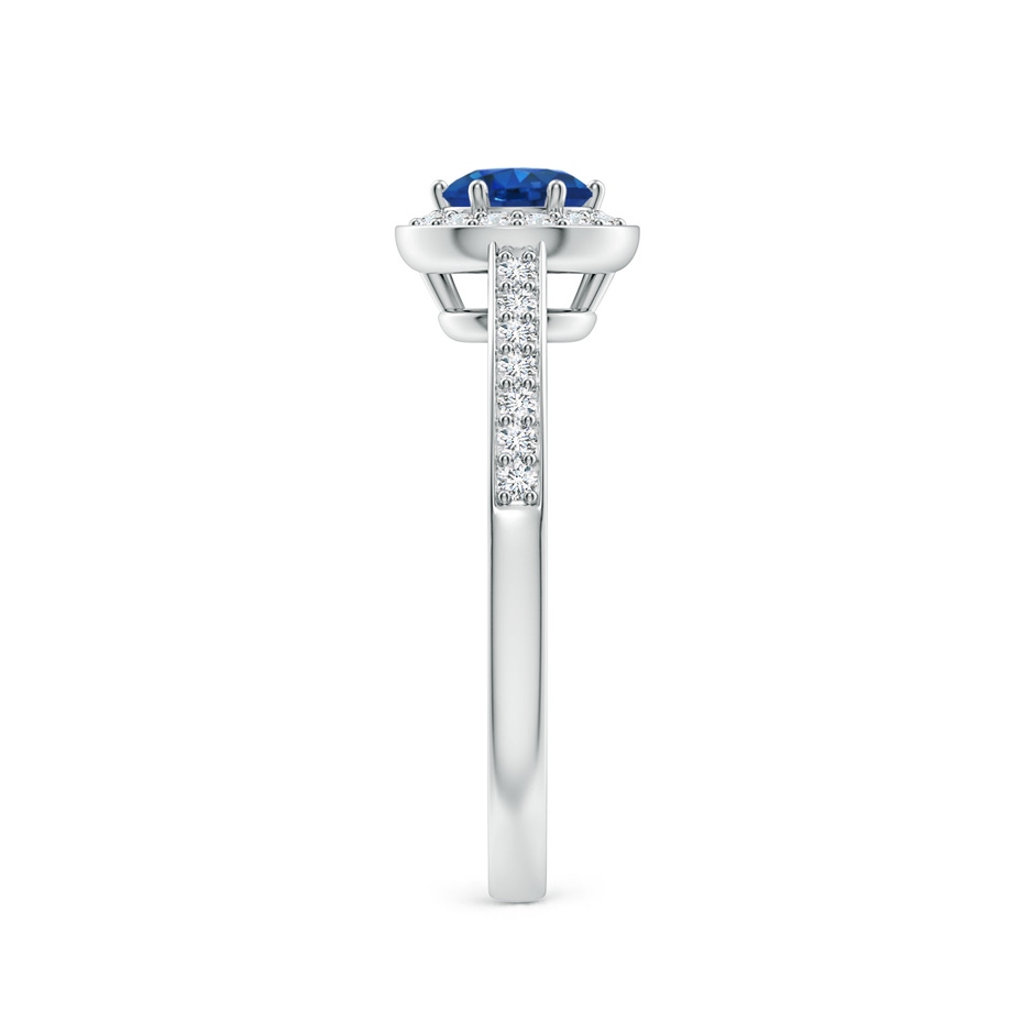 5mm AAA Blue Sapphire Halo Ring with Diamond Accents in White Gold side-2