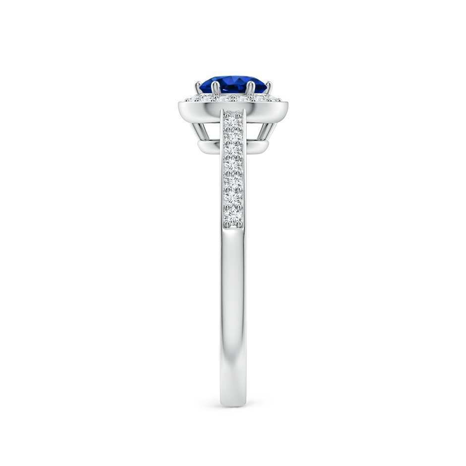 5mm AAAA Blue Sapphire Halo Ring with Diamond Accents in P950 Platinum side 299