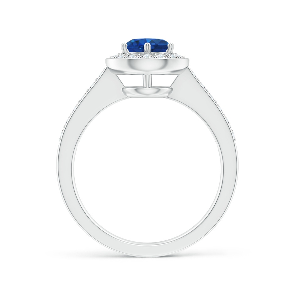 6mm AAA Blue Sapphire Halo Ring with Diamond Accents in White Gold side-1