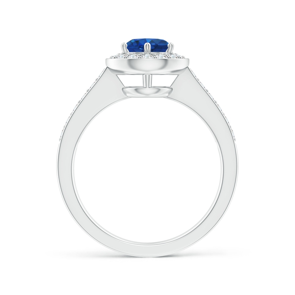 6mm AAA Blue Sapphire Halo Ring with Diamond Accents in White Gold Side-1