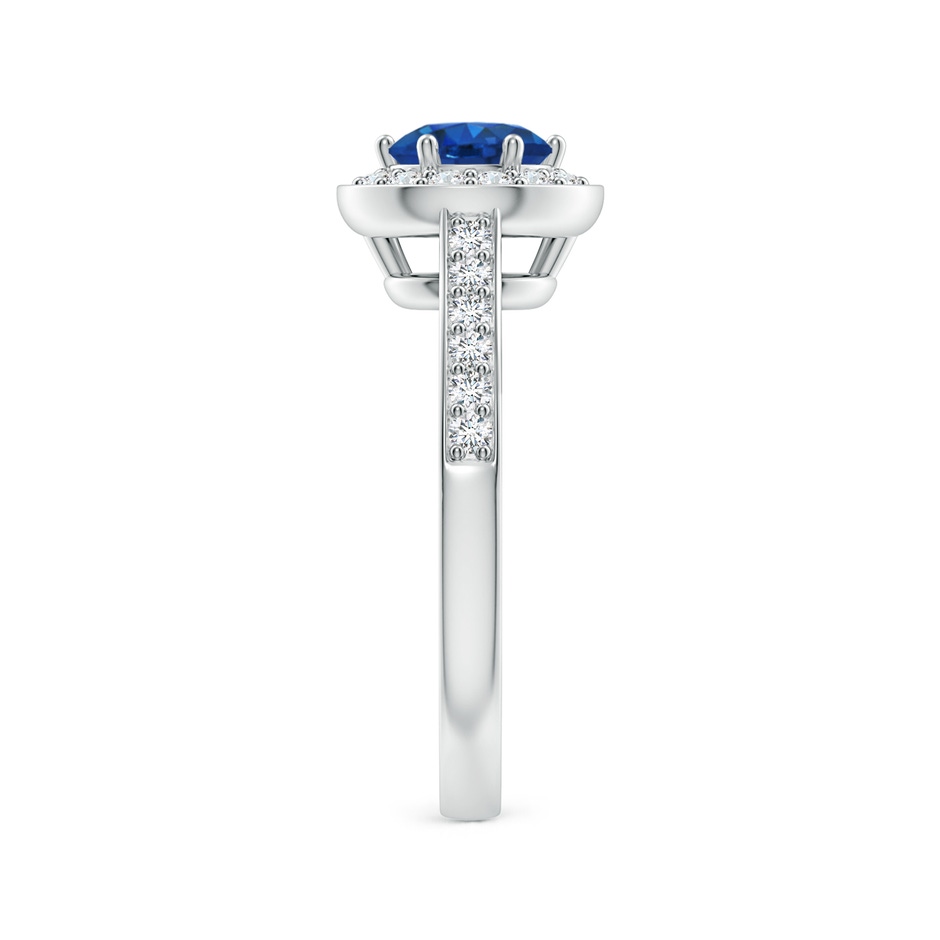 6mm AAA Blue Sapphire Halo Ring with Diamond Accents in White Gold side-2