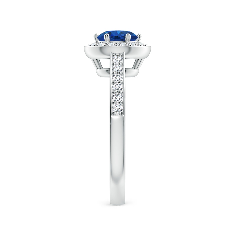 6mm AAA Blue Sapphire Halo Ring with Diamond Accents in White Gold Side-2